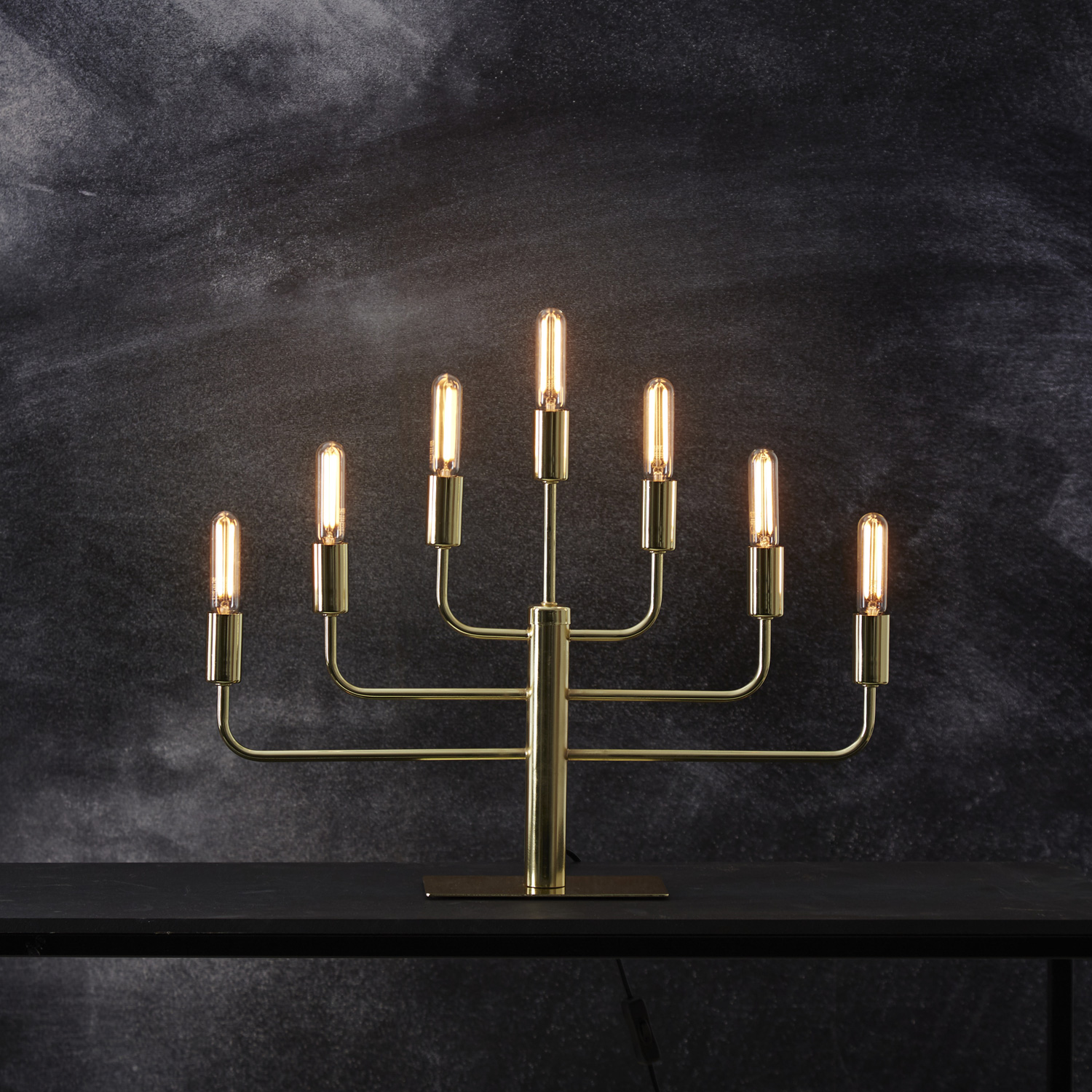 Kerzenleuchter Pix - Tischleuchte - 7-armig - E14 Fassung - H: 40cm, L: 57cm - gold