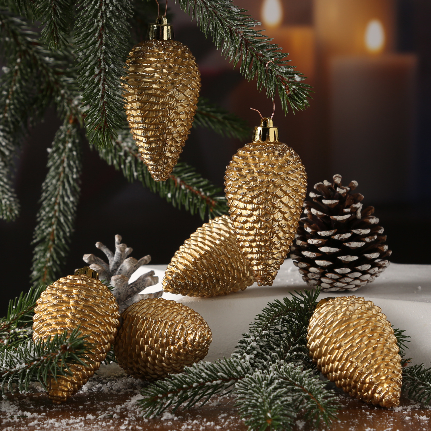 Christbaumschmuck ZAPFEN - Weihnachtsbaumschmuck - bruchfest - glitzernd - H: 8cm - rosa