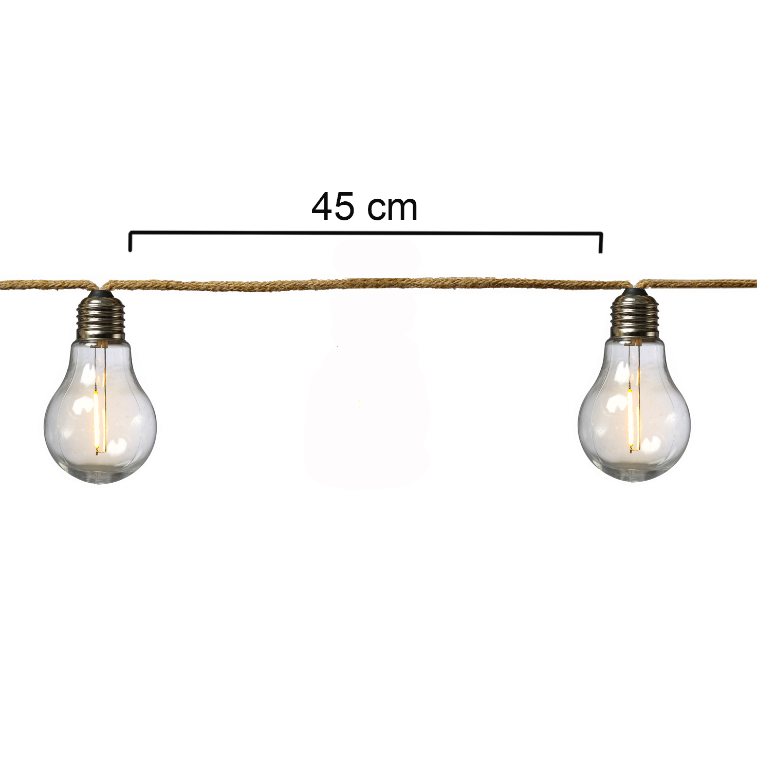 LED Lichterkette 10 Glühbirnen an Juteseil - L: 4,5m - koppelbar bis 30 Lichter - Timer - für Außen