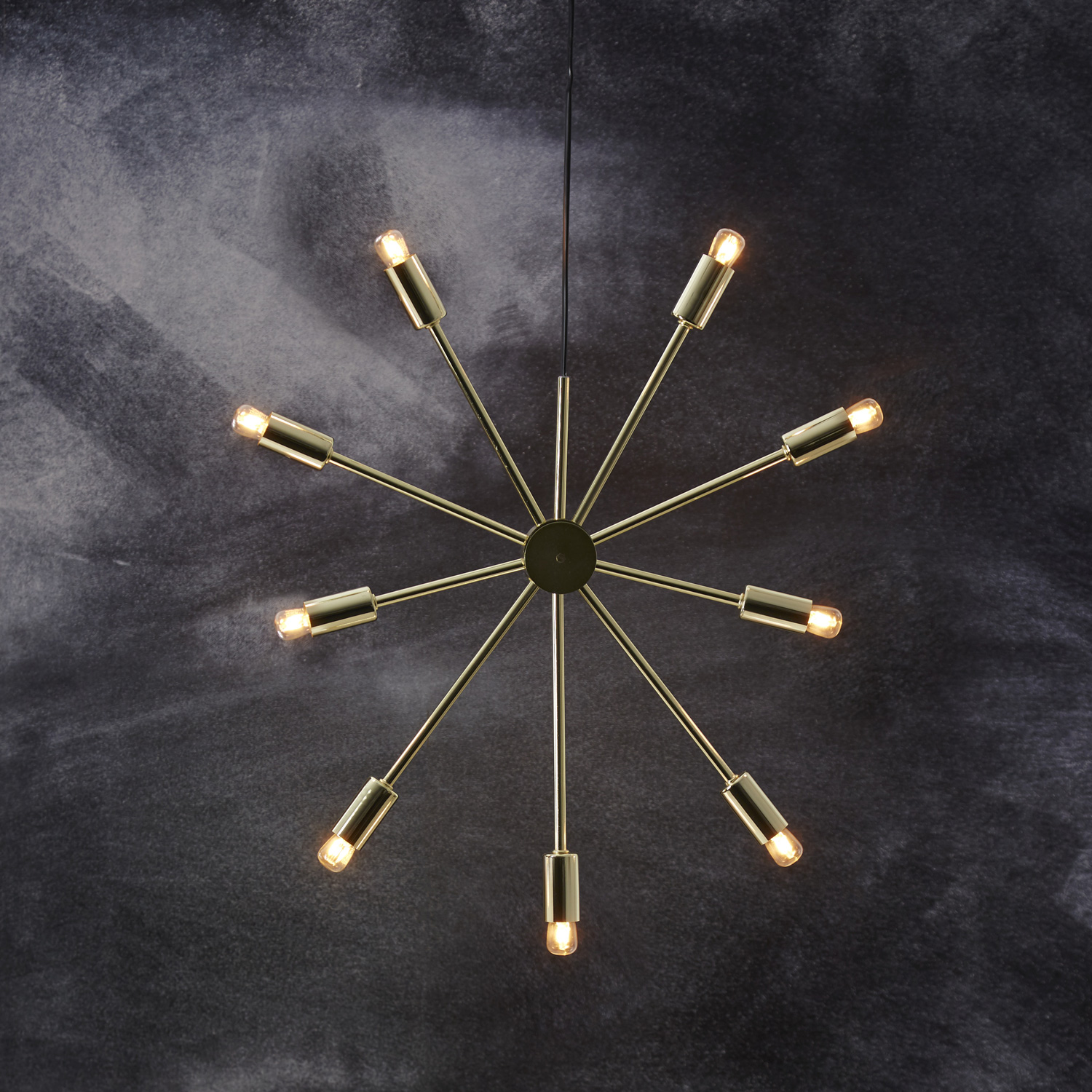 Hängeleuchte/Sternleuchte "PIX" - 9 Sockel - E14 Fassung - H: 56cm, L: 50cm - goldfarben