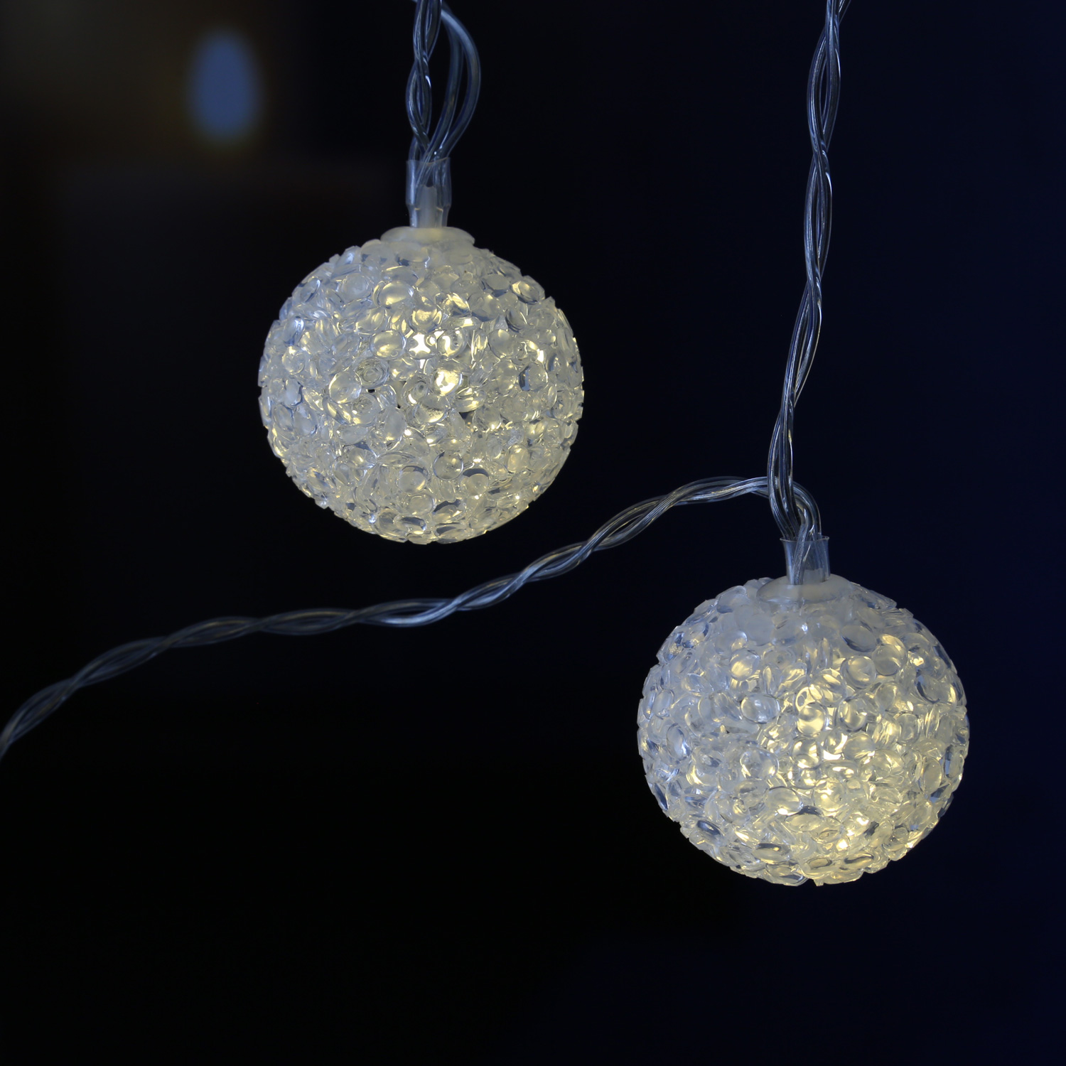 LED Lichterkette Kugeln - Vinyl - 10 warmweiße LED - L: 1,34m - Batterie - transparent