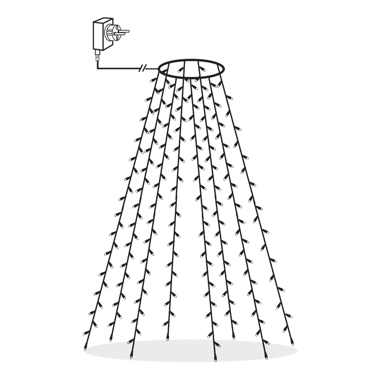 LED Baummantel - Serie LED - outdoor - 160 warmweiße LED - H: 2.00m - schwarzes Kabel