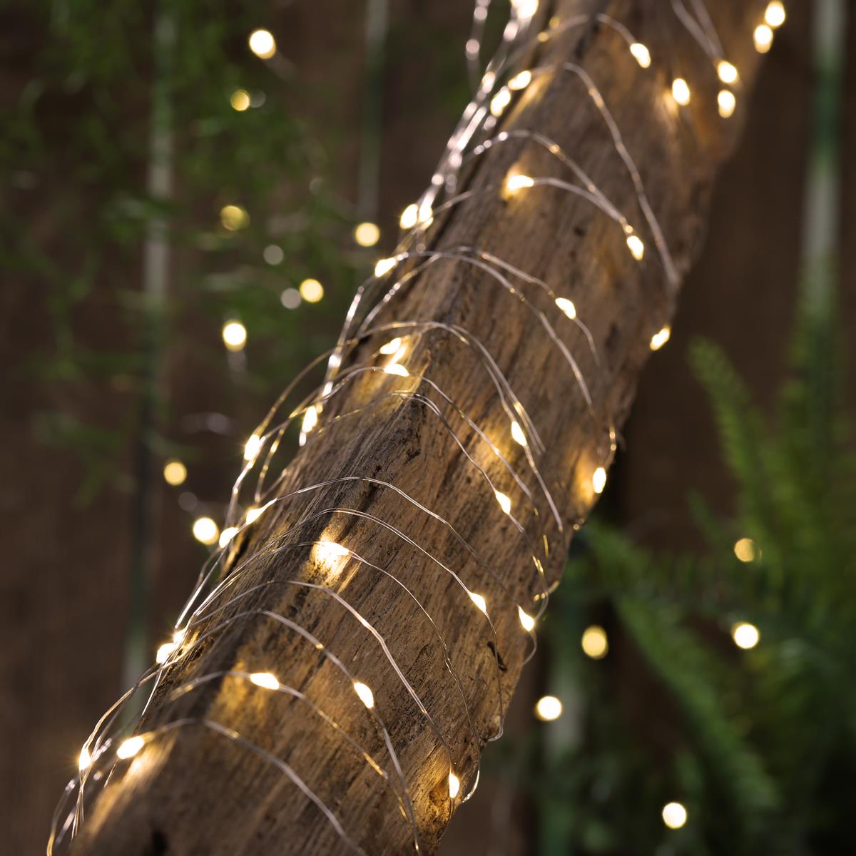 LED Solar Lichterkette "Dew Drop" - 200 warmweiße LED - silberner Draht - L: 20m - Dämmerungssensor