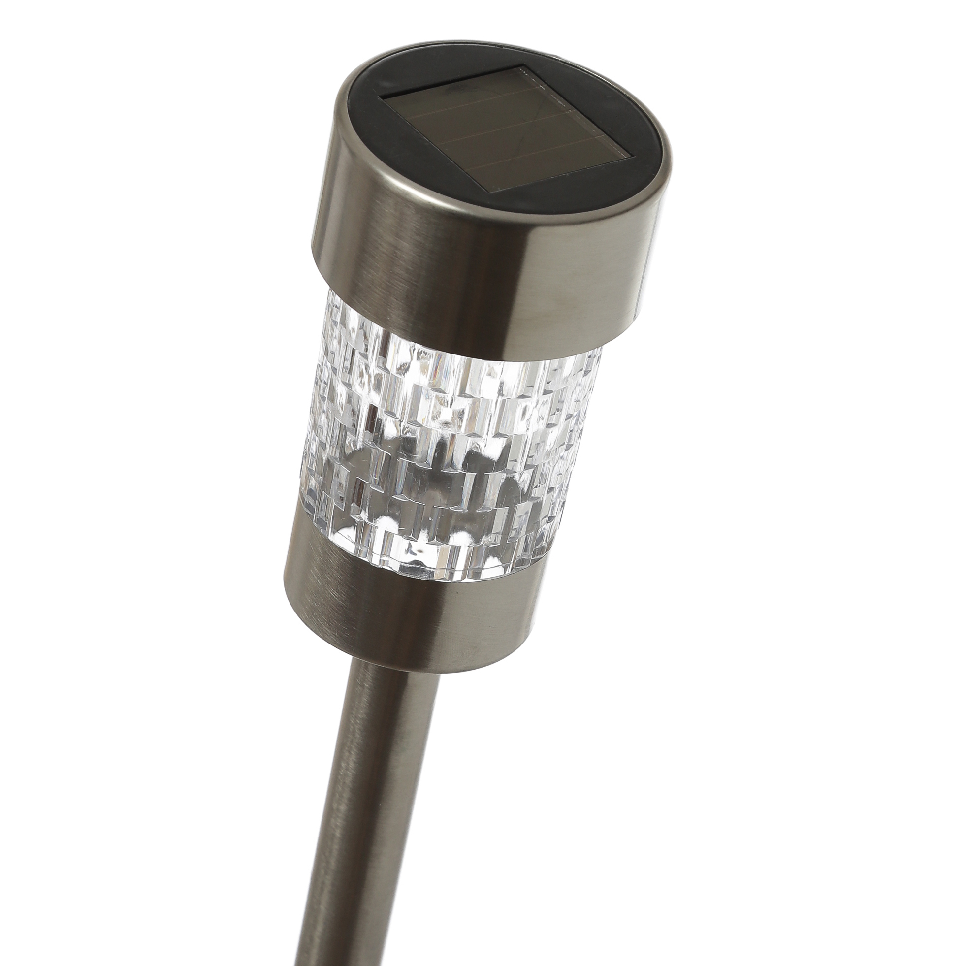 LED Solar Wegleuchten mit Erdspieß - Edelstahl - warmweiße LED - H: 15cm - silber -  10er Set