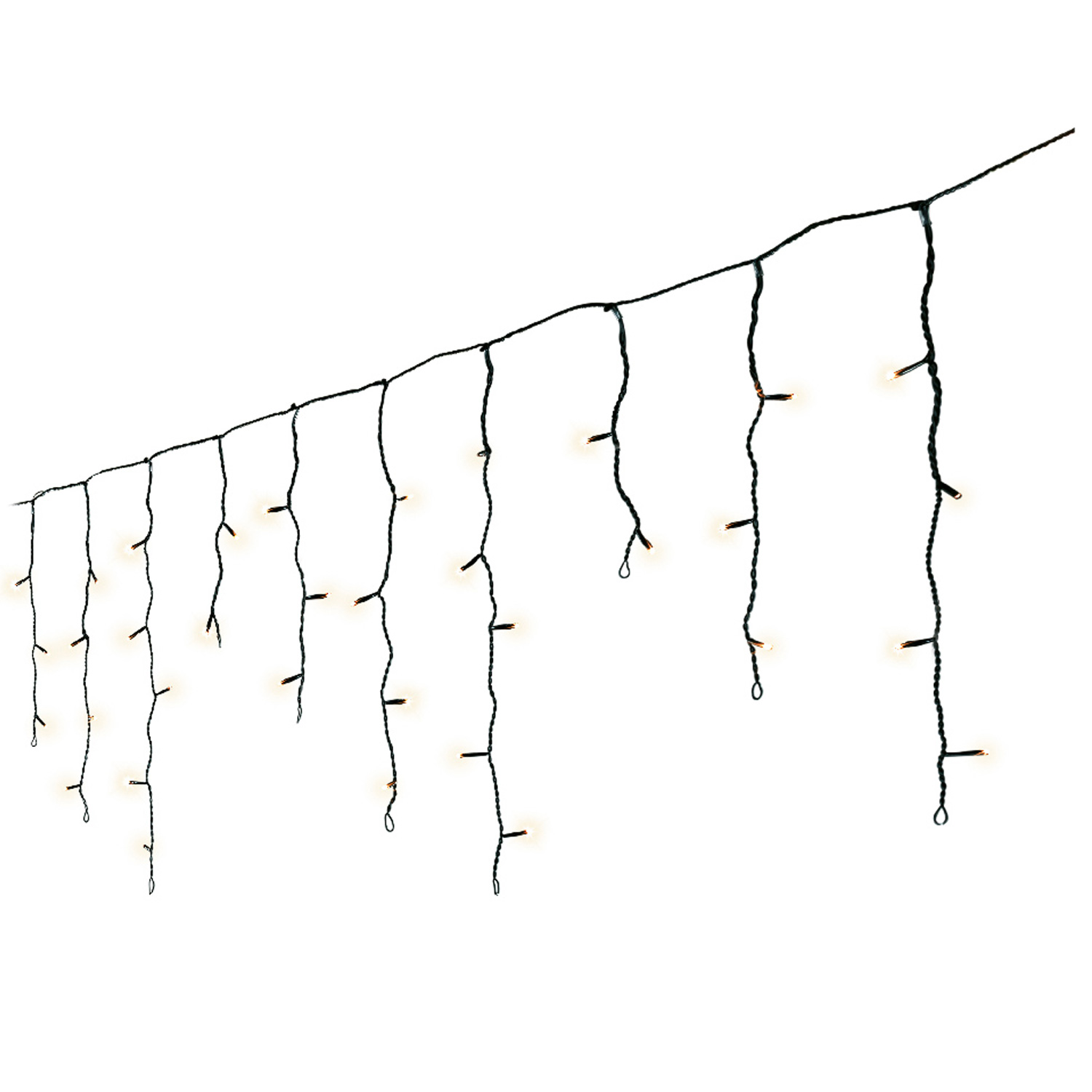 LED Lichtervorhang Eisregen - 175 bernstein LED - L: 7,5m, H: 50cm - Timer - 8 Funkt. -  Innen/Außen