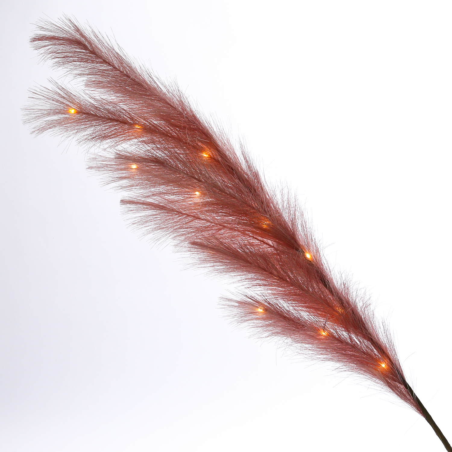 LED Zweig Federbüschel - Pampasgras - 15 warmweiße LED - H: 118cm - Timer - für Innen - rosa