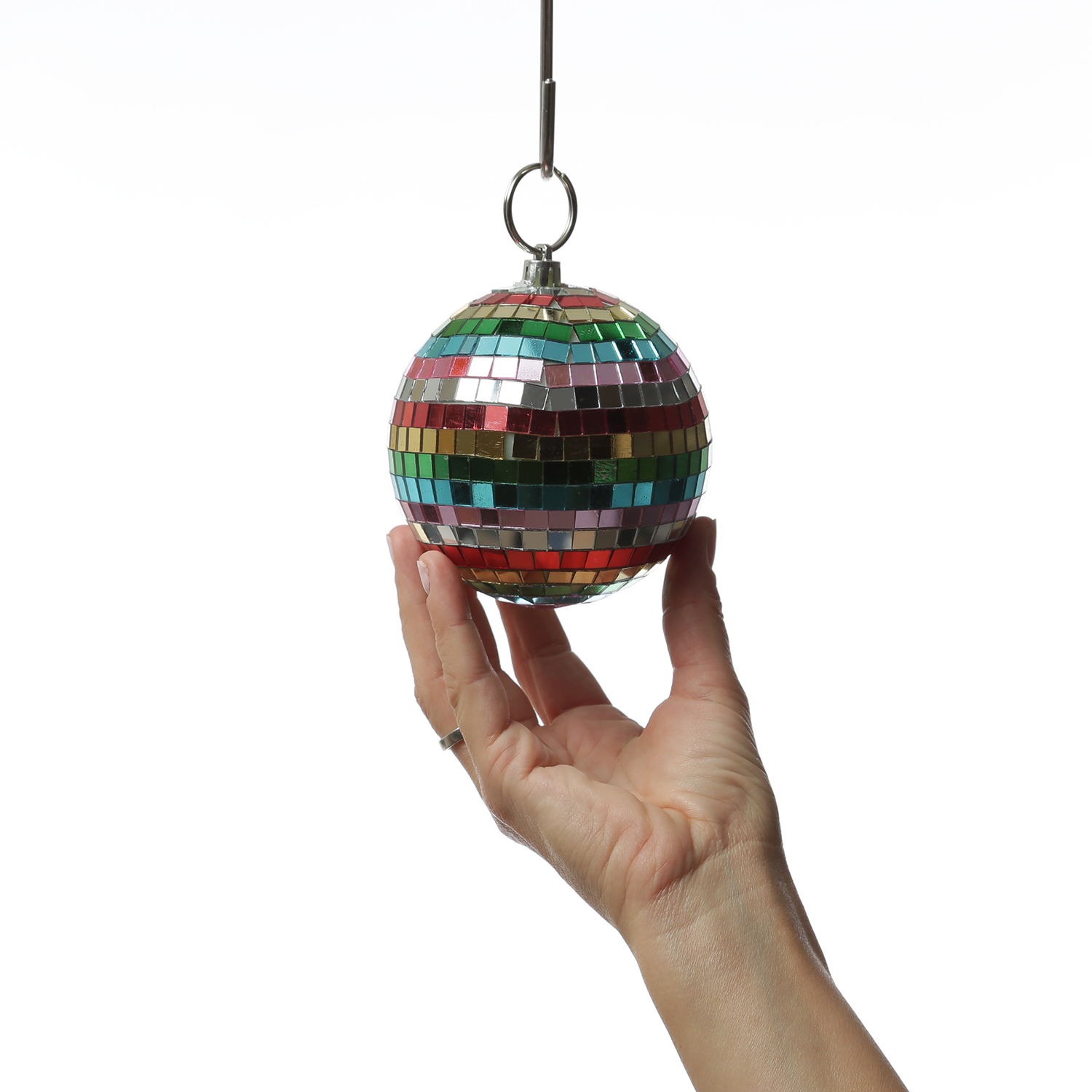 Spiegelkugel 10cm - Discokugel - Echtglas - 7x7mm Spiegel - bunt, mehrfarbig