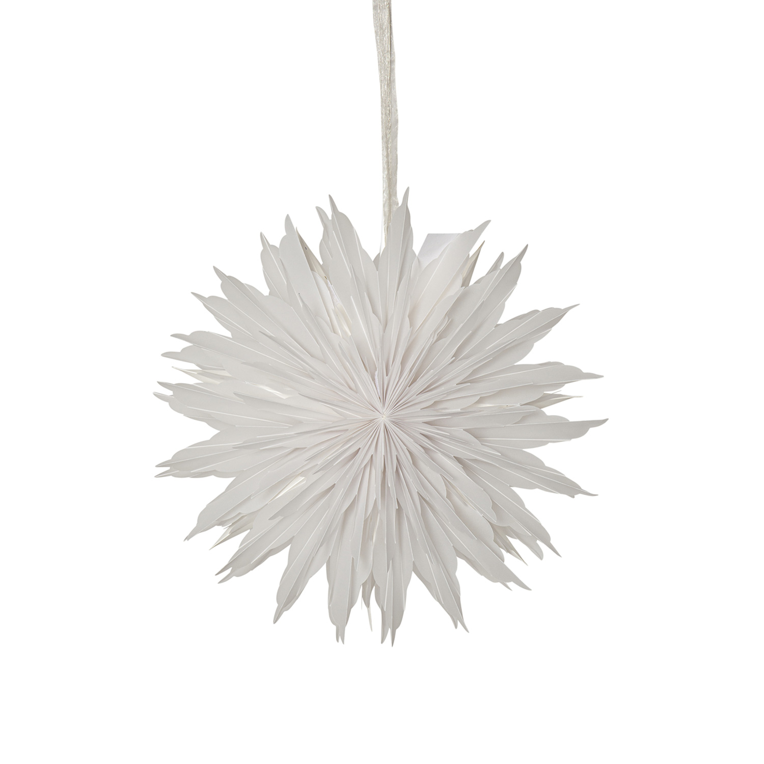 Papierstern EISBLUME - hängend - D: 40cm - mit Band - weiß