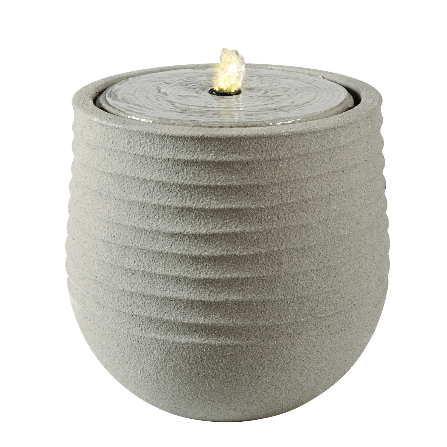 LED Gartenbrunnen CORDOBA - D: 40cm - Steinoptik  - mit Kreislaufpumpe - outdoor