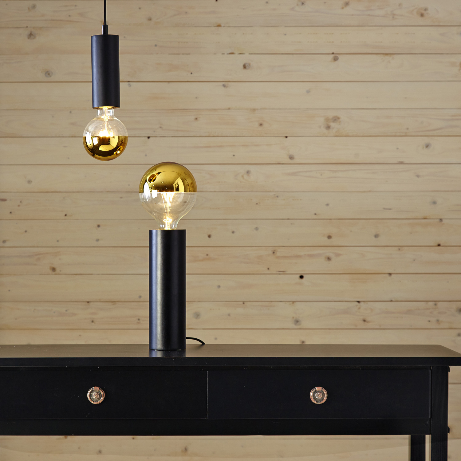 Lampenfassung "Tub" - E27 Fassung - Schalter - H: 25cm - stehend - schwarz