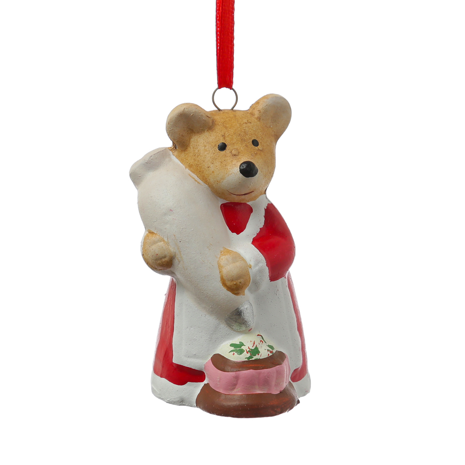 Weihnachtsbaumschmuck Maus mit Spritzbeutel und Törtchen - Christbaumschmuck - Polyresin - H: 8cm