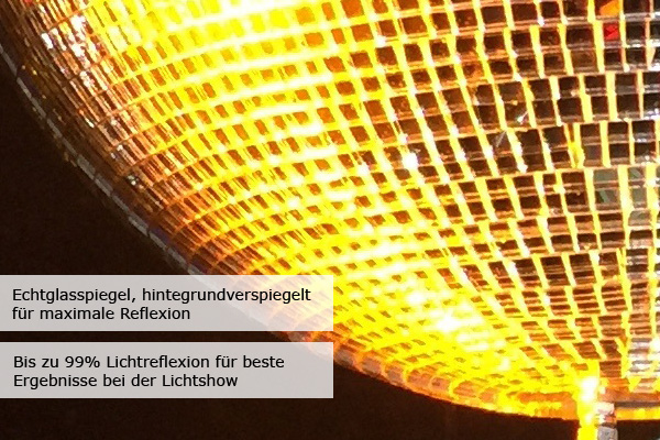 Spiegelkugel 30cm - Discokugel - Echtglas - 10x10mm Spiegel - bunt mehrfarbig