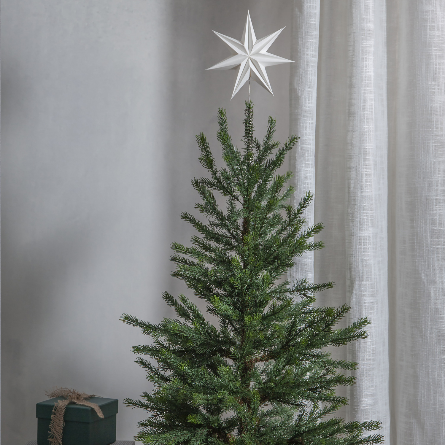 LED Baumspitze Papierstern Isa - 7-zackig - H: 33cm - D: 21cm - weiß