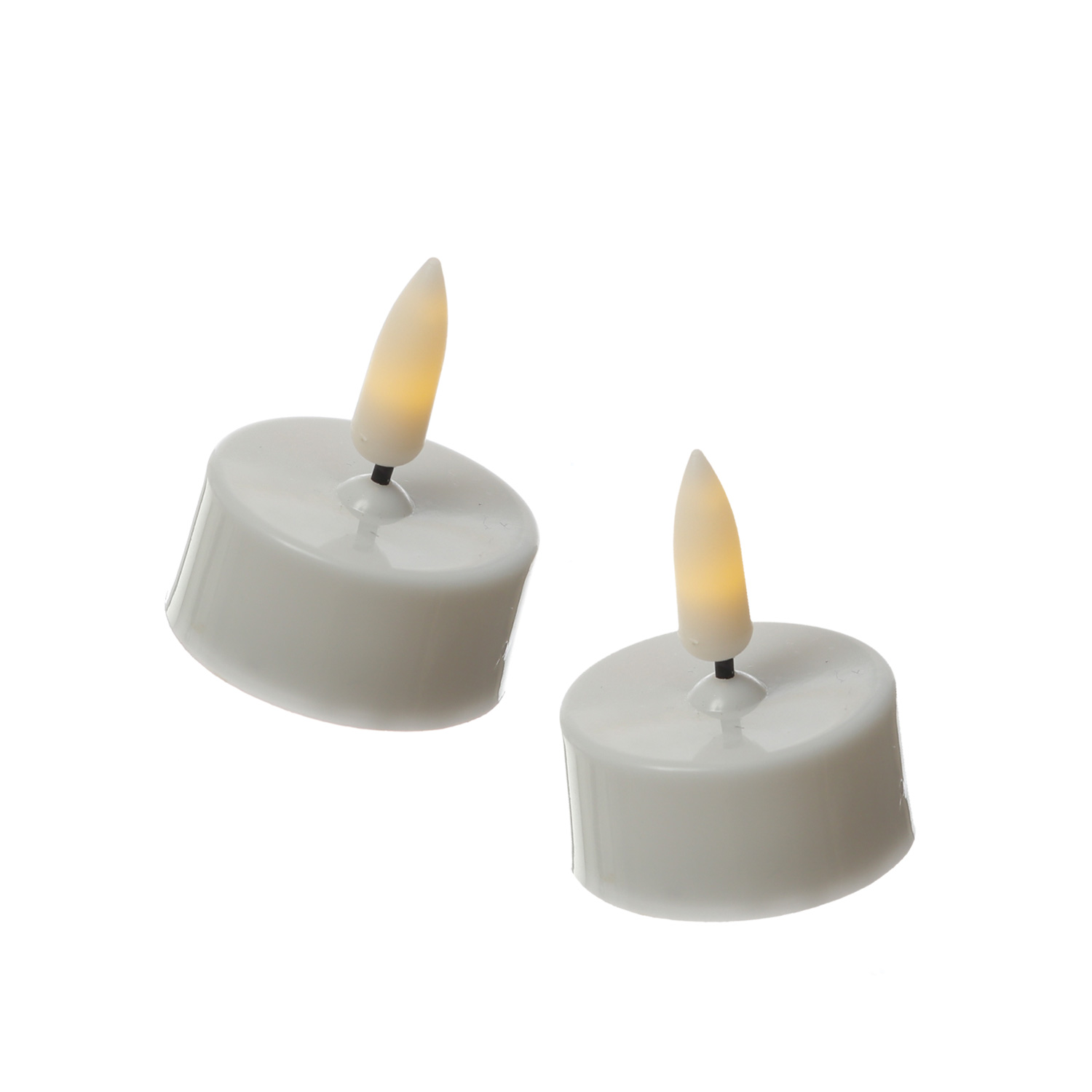 LED Teelichter - Kunststoff - inkl. Batterien - Timer - D: 3,8cm - weiß - 2er Set