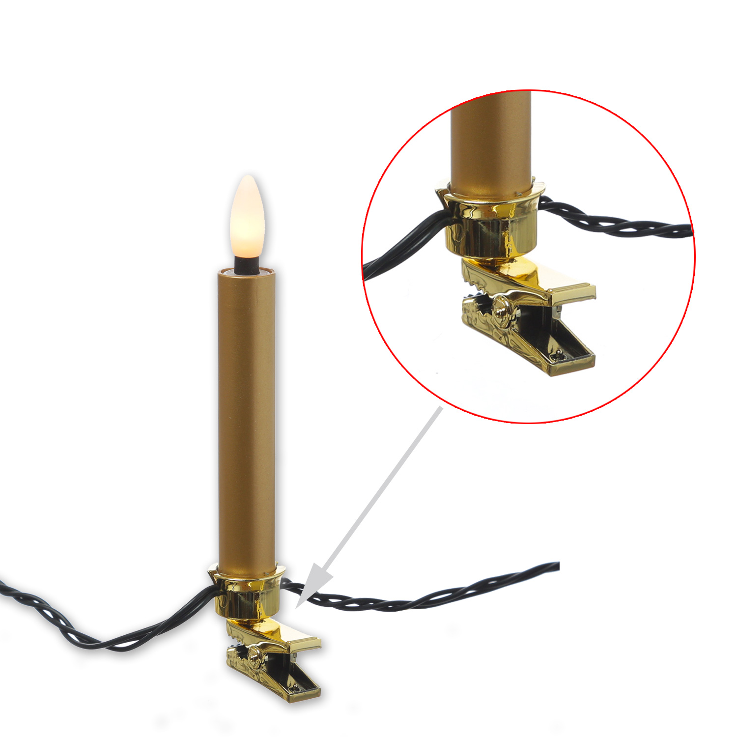 LED Kerzenlichterkette - 20 Christbaumkerzen - Weihnachtsbaumlichterkette - L: 9,5m - Innen/Außen