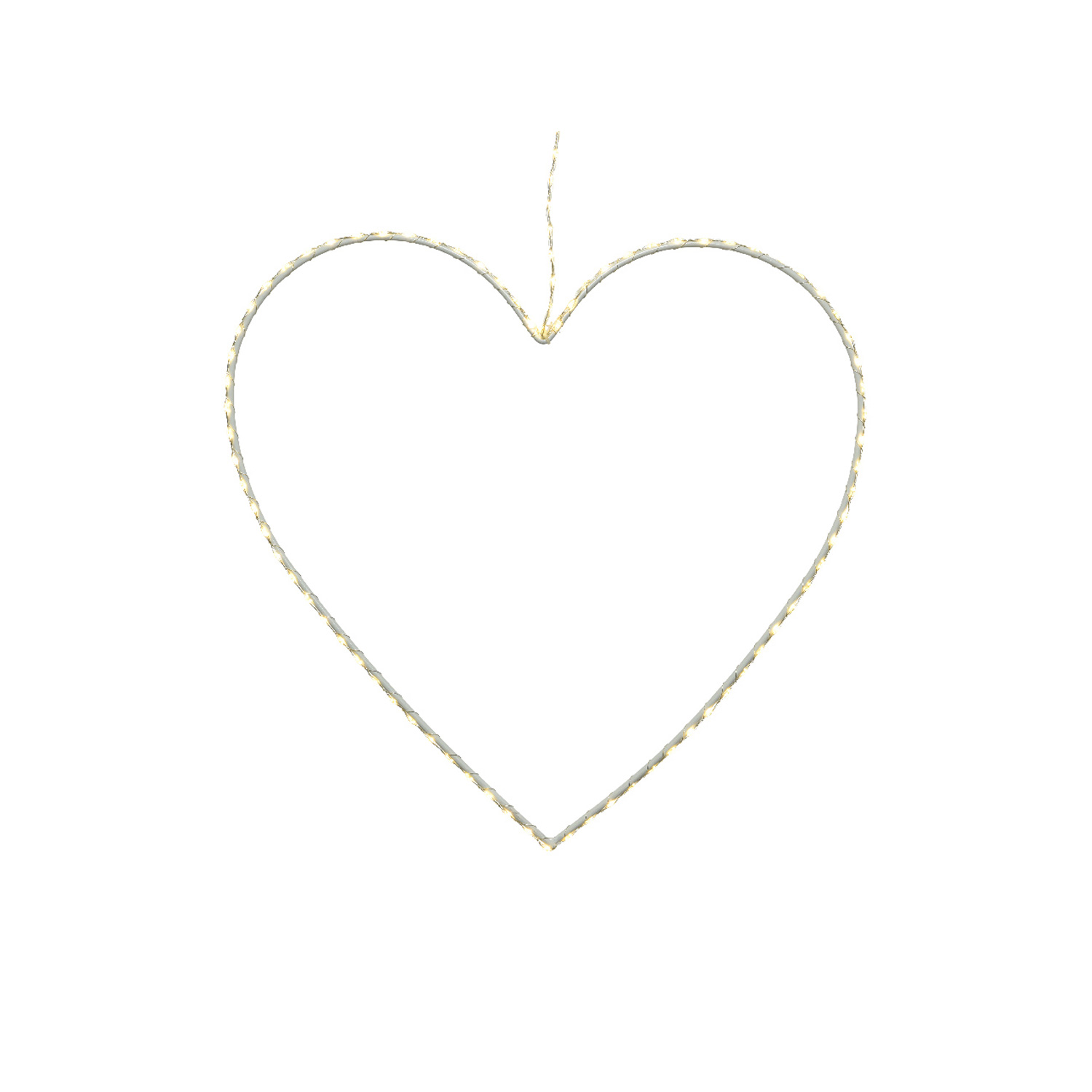 LED Metallherz - hängend - 120 warmweiße LED - D: 38cm - Außentrafo - weiß