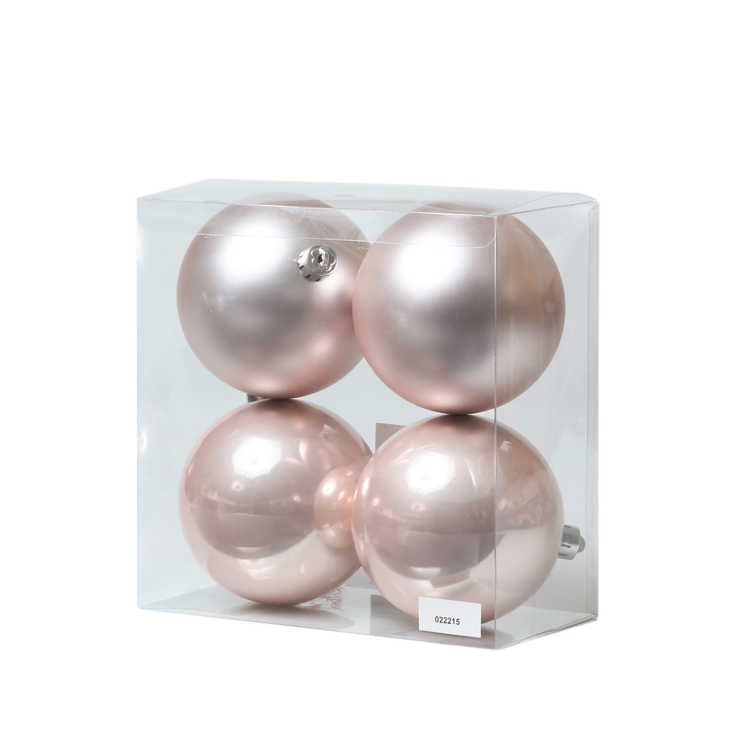 Christbaumkugel - Weihnachtsbaumkugel - Kunststoff - D: 10cm - glänzend, matt - puderrosa - 4er Set