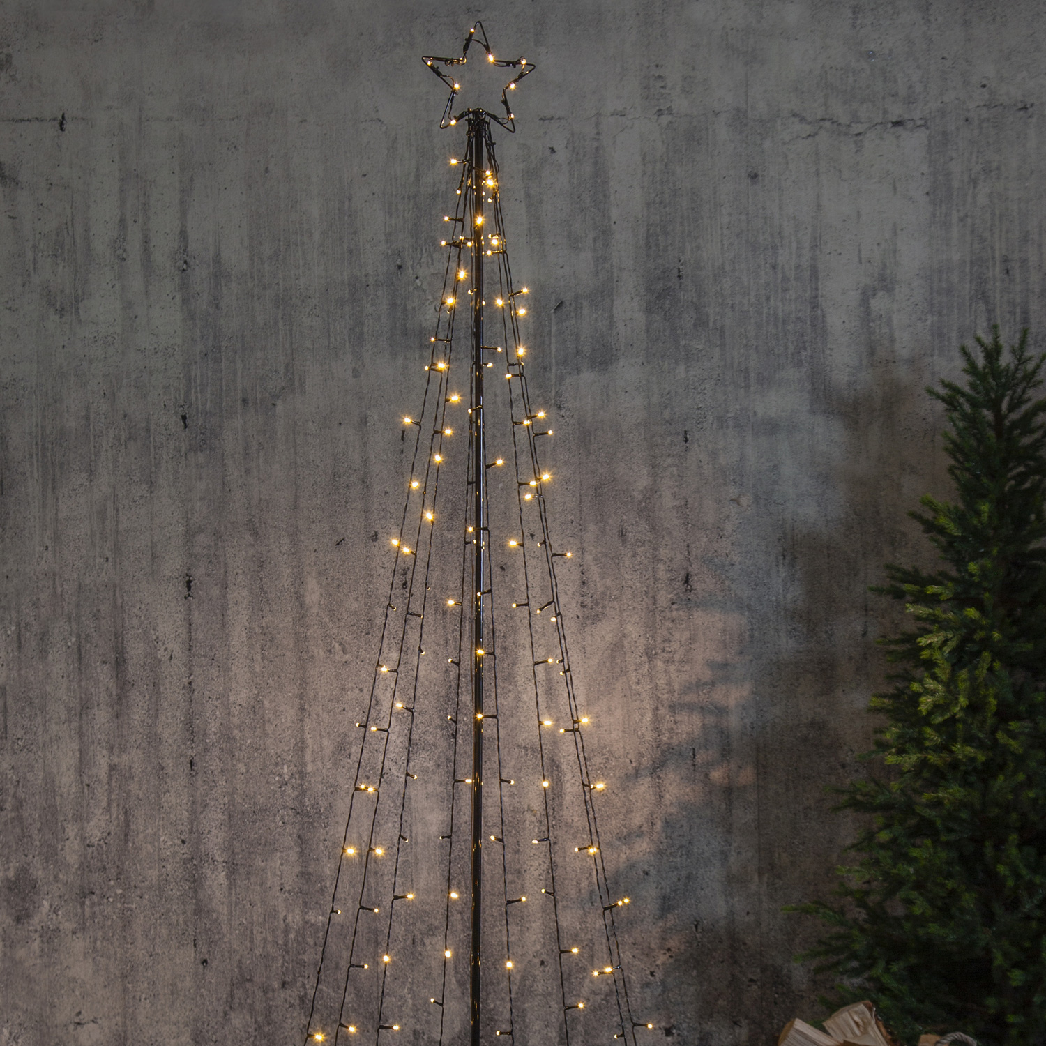 LED-Lichterbaum "Light Tree" - 170 warmweiße LED - 17 blinkende LED - H. 210cm - outdoor - schwarz
