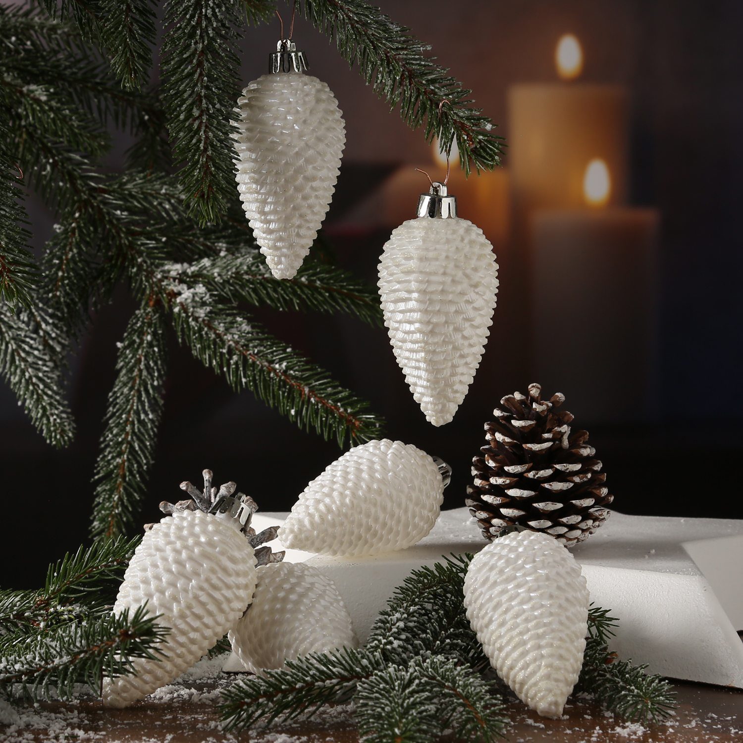 Christbaumkugeln - Weihnachtsbaumkugeln - Glas - D: 8cm - glänzend/matt - weiß