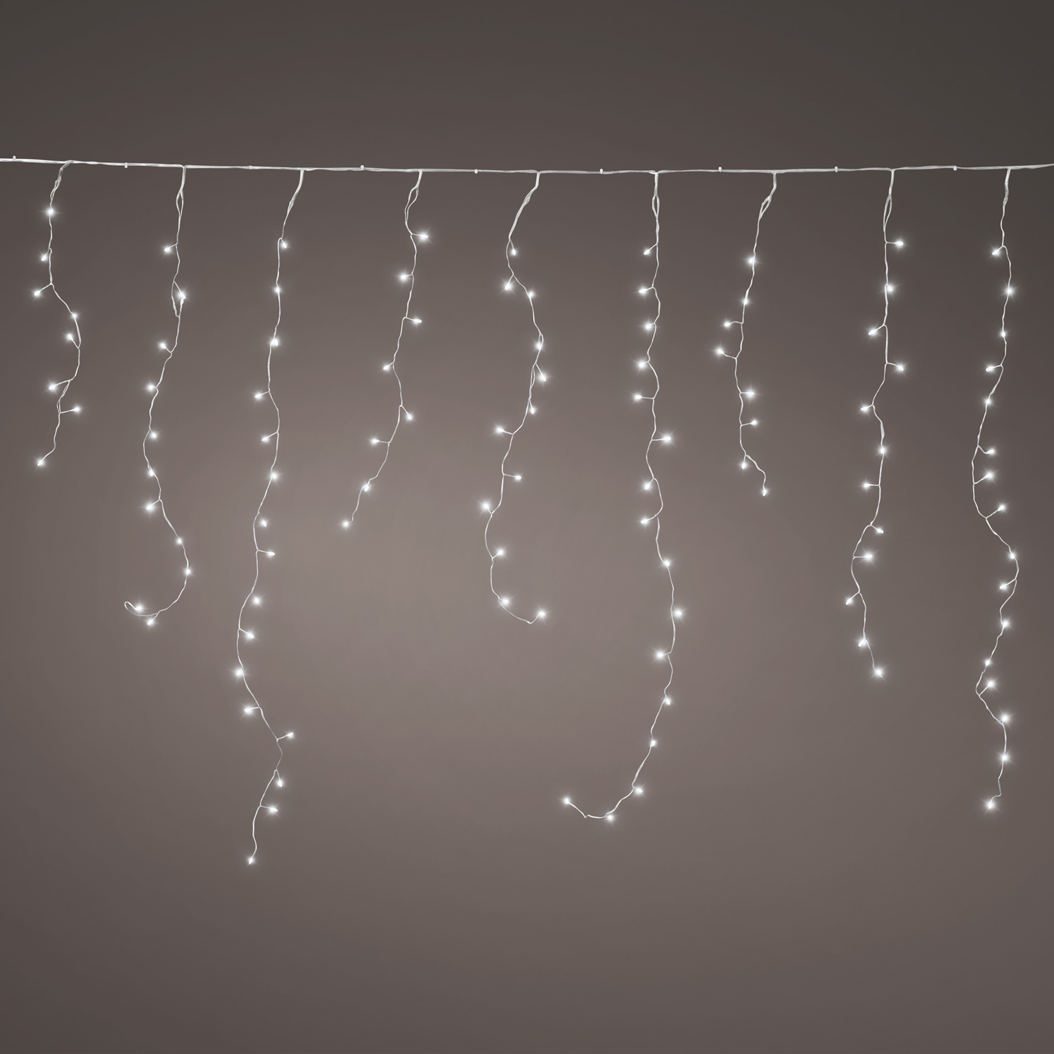 LED Lichtervorhang Eisregen - Blinkfunktion - 34 Stränge - 412 kaltweiße LED - L: 4,9m - für Außen