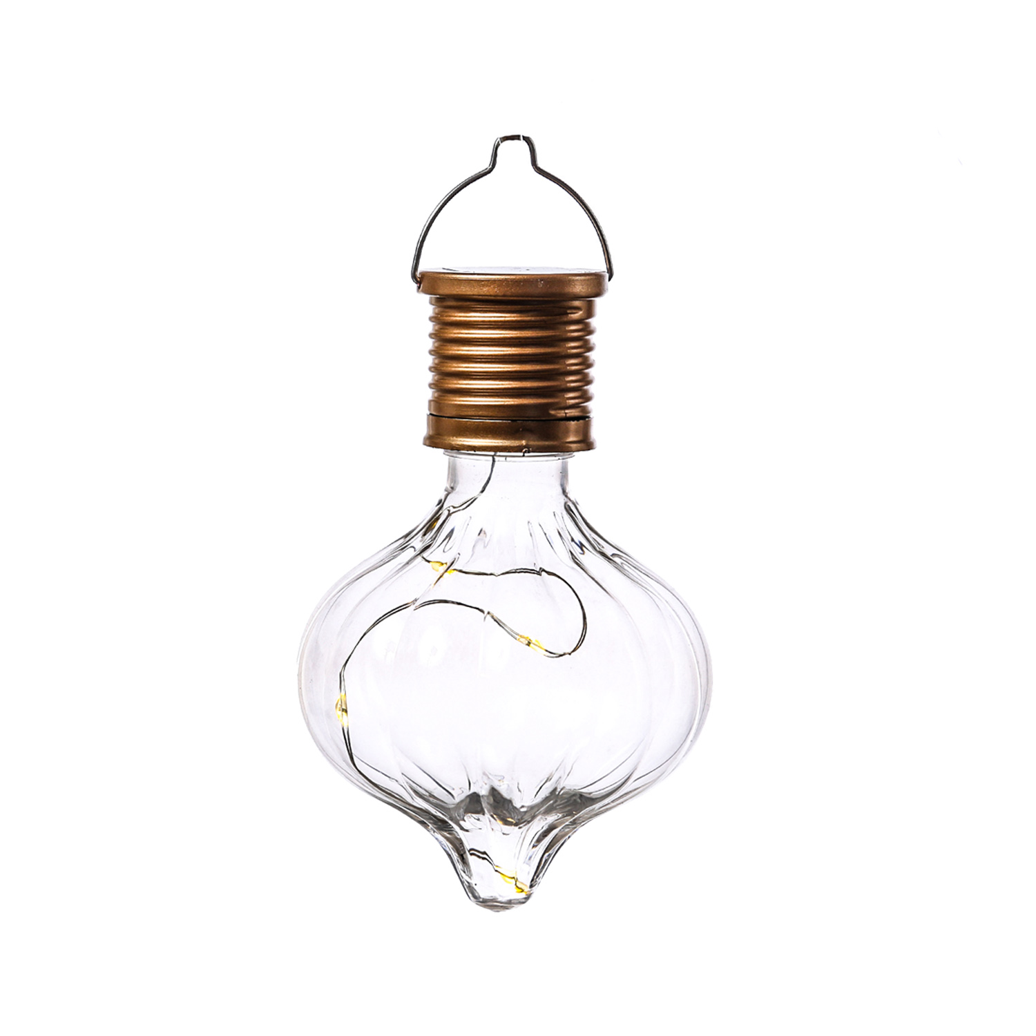 LED Solar Glühbirne GLOW - Kugelleuchte - warmweiße LED Drahtlichterkette - H: 11,7cm D:7,5cm - klar