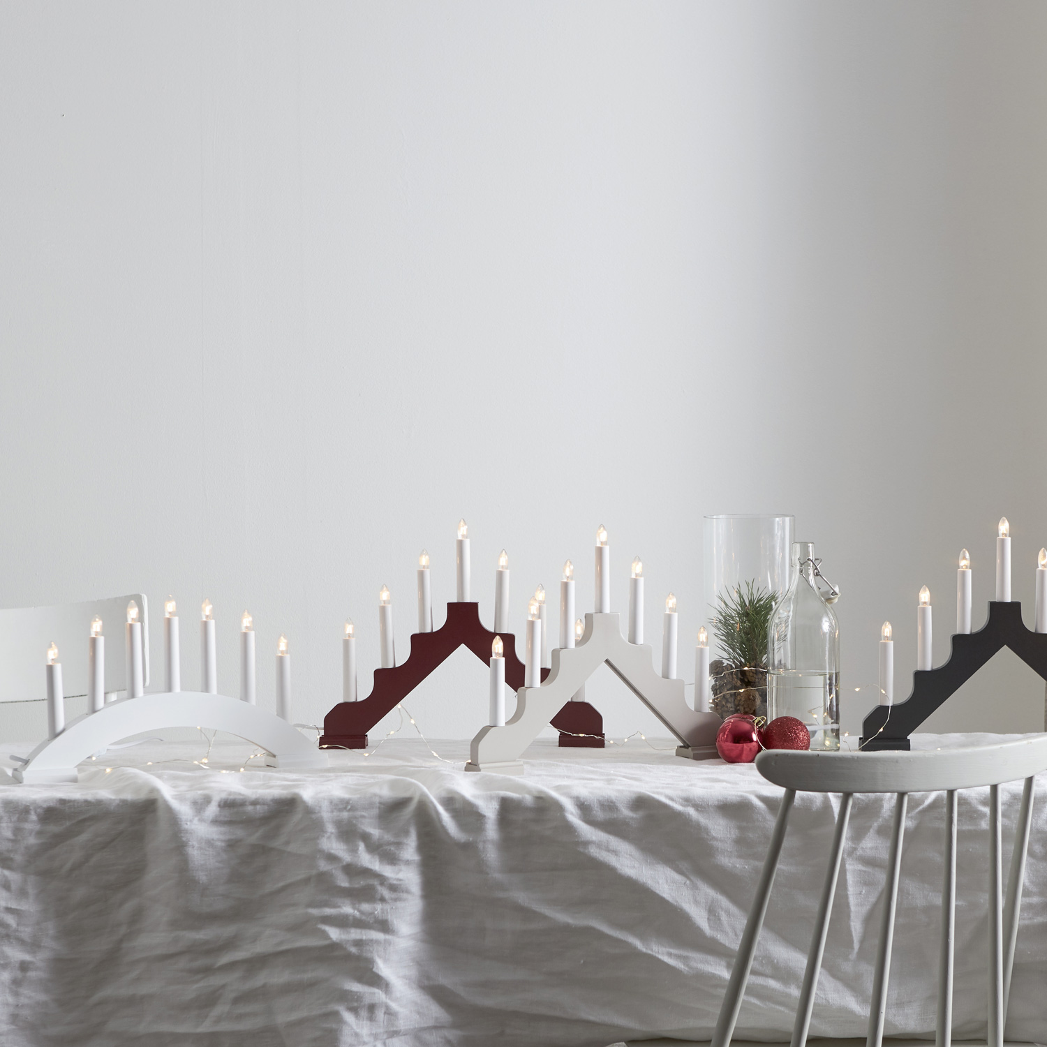 Lichterbogen Bea - 7flammig - warmweiße Birnchen - L: 39cm, H: 22cm - Schalter - weiß