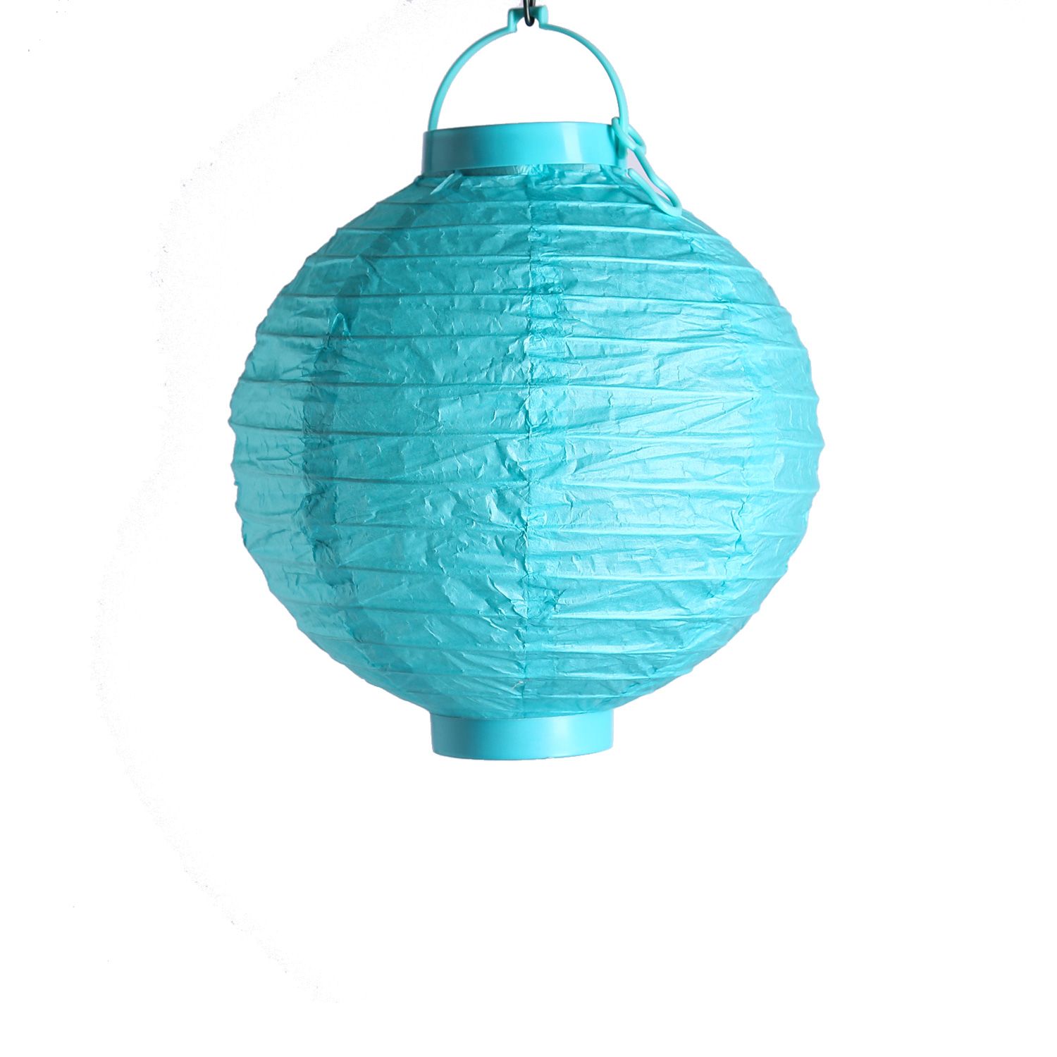 LED Lampion FESTIVAL - kaltweiße LED - D: 20cm - Montagehaken - türkis