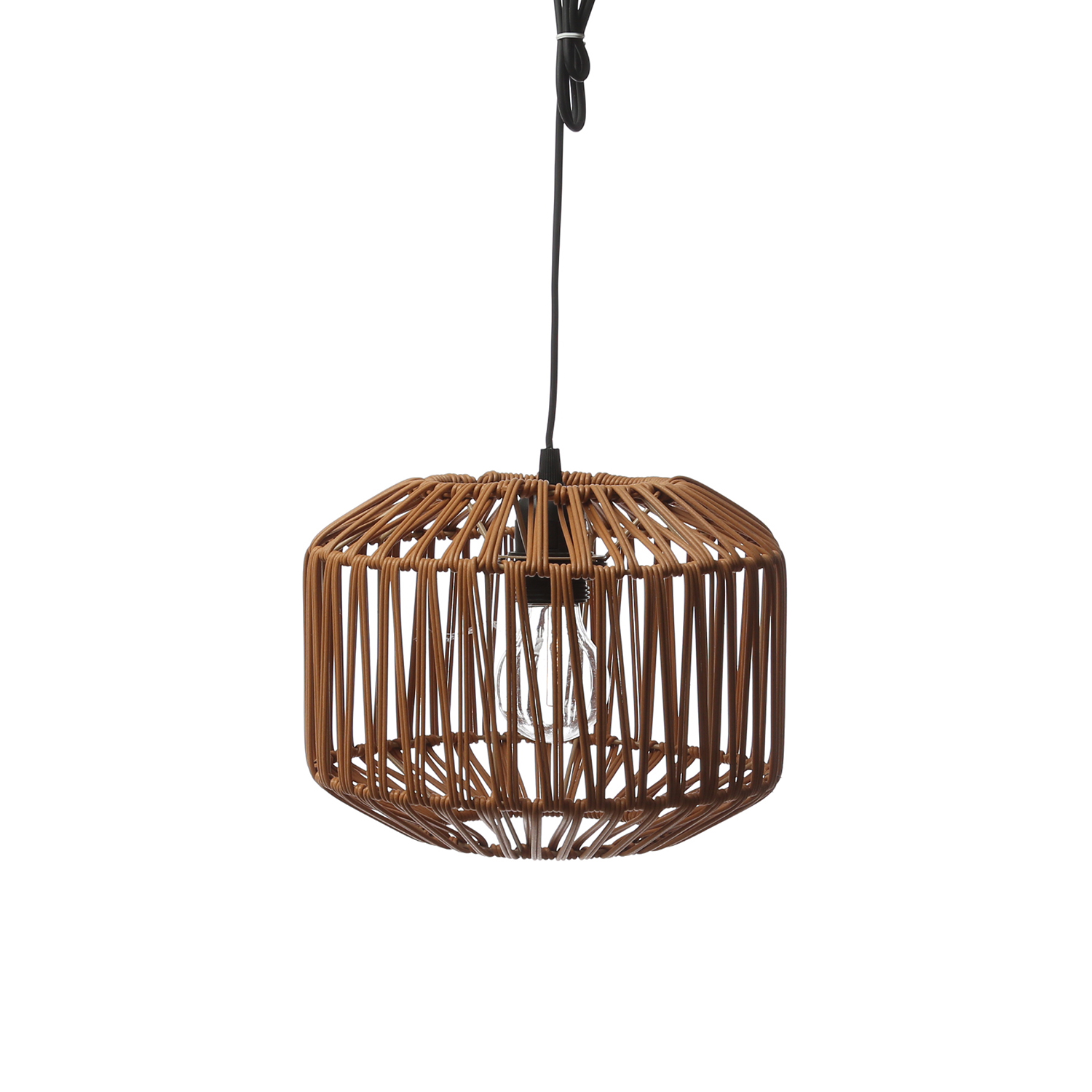 LED Hängeleuchte - Lampenschirm aus Kunststoffseil - D: 24,5cm - Batterie - Timer - outdoor