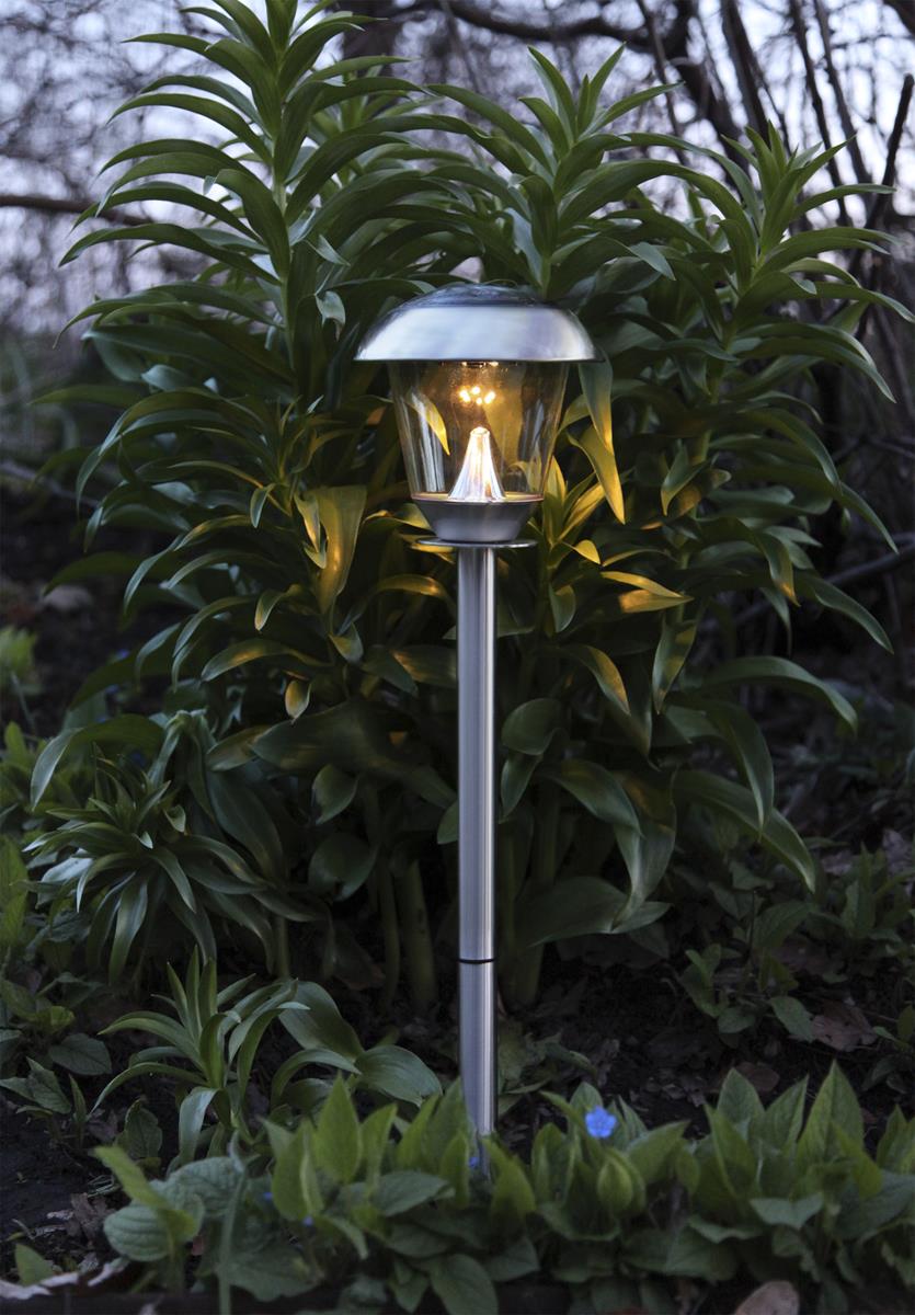 LED Solar Wegleuchte "Napoli" - Edelstahl - warmweiße LED - H: 66cm