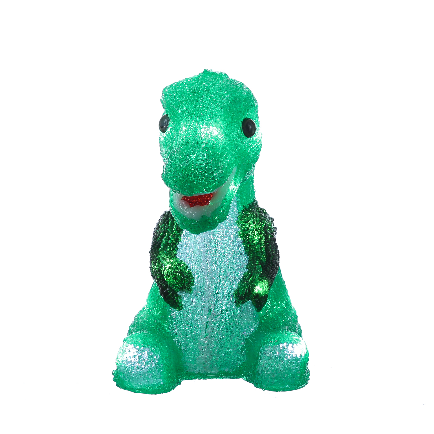 LED Dinosaurier - Acryl Tierfigur - 20 kaltweiße LED - H: 21cm - Timer - Batteriebetrieb - für Außen