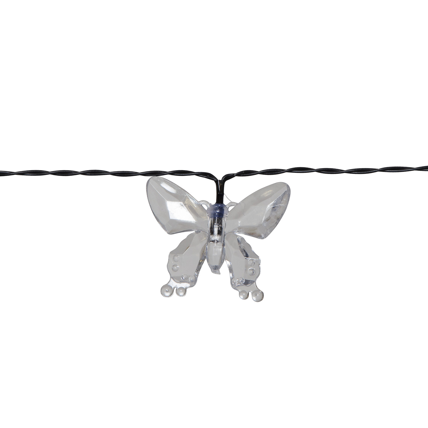 LED Solar Lichterkette Schmetterlinge - 15 warmweiße LED - L: 2,8m - Lichtsensor - transparent