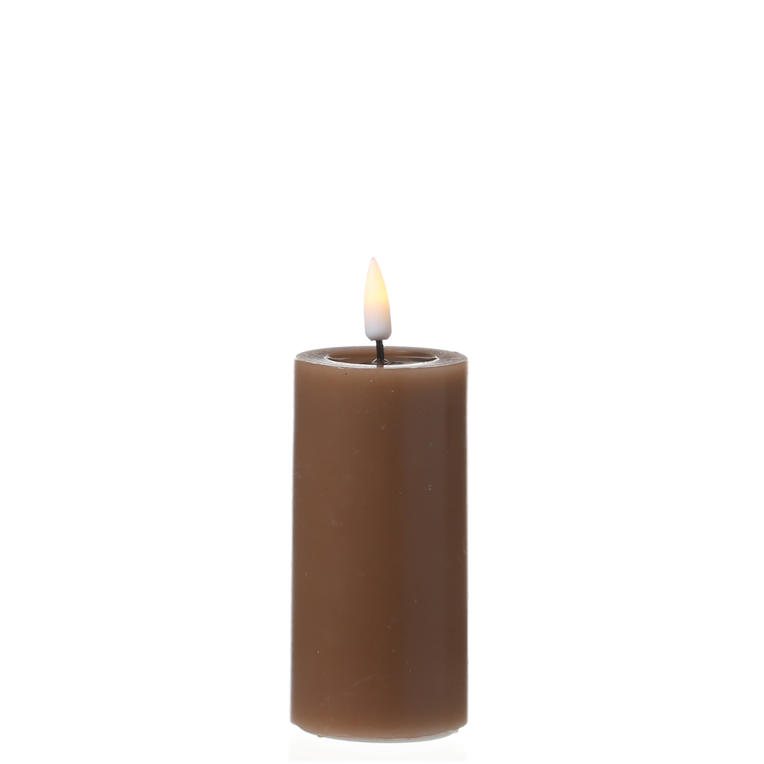 LED Stumpenkerze MIA - Echtwachs - realistische 3D Flamme - H: 10cm - D: 5cm - karamell