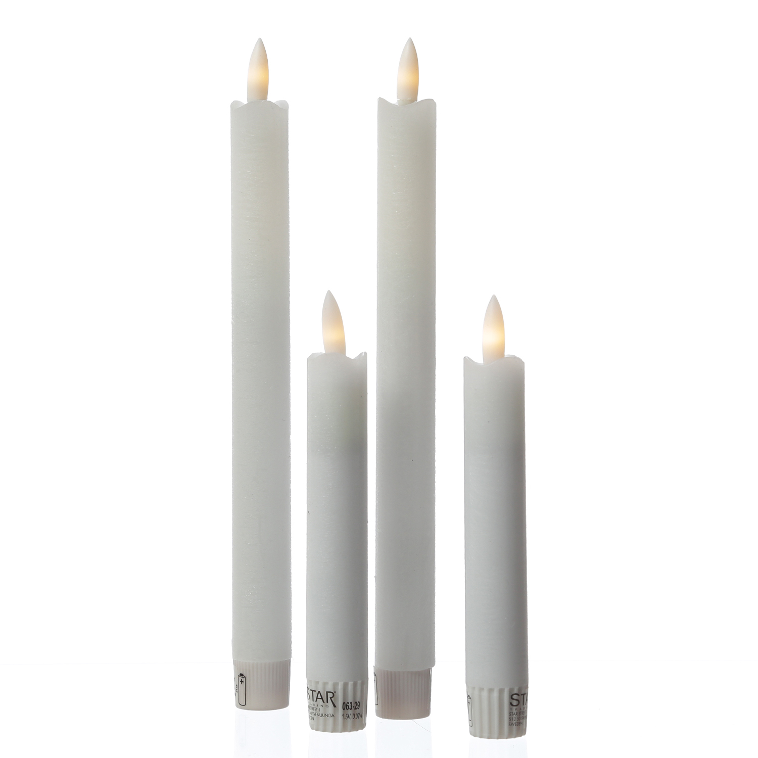 LED Stabkerzen LINA - Rustik-Optik - Echtwachs - flackernd  - H: 15cm - Timer - weiß - 2er Set