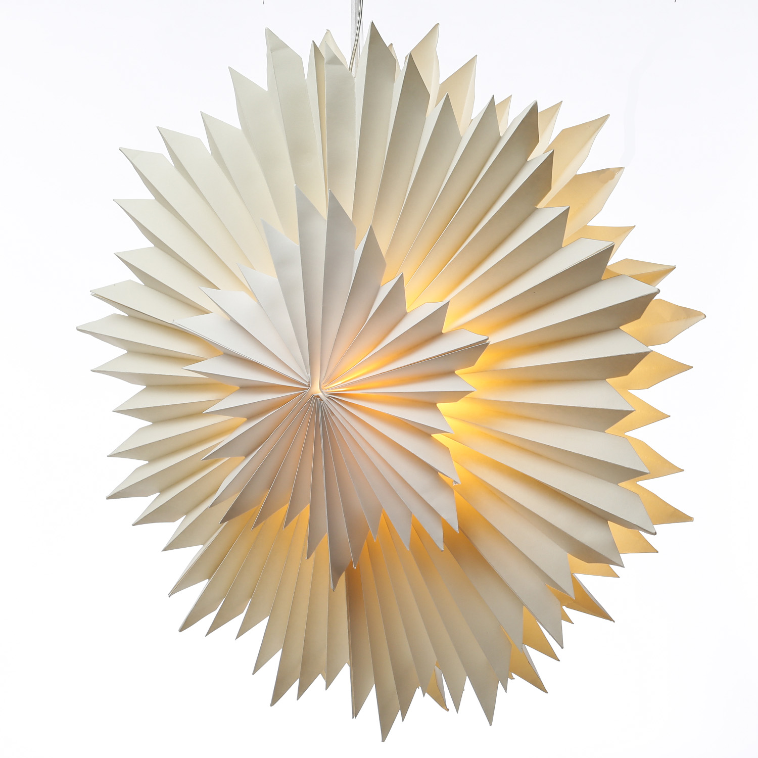 LED Papierstern EISBLUME - hängend - inkl. Kabel und LED Leuchtmittel - Timer - D: 60cm - weiß