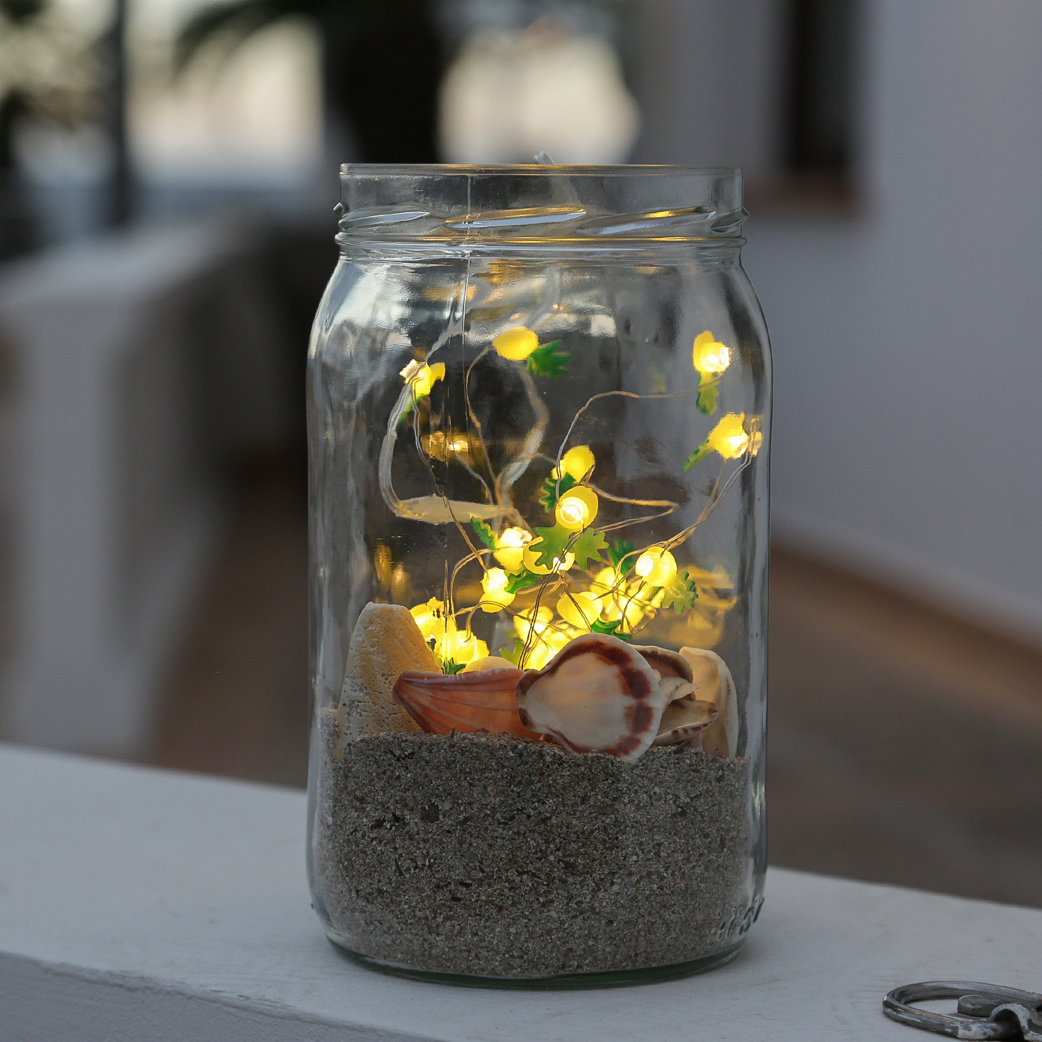 LED Drahtlichterkette Ananas - 20 warmweiße LED - Batteriebetrieb - L: 1,9m - gelb/grün
