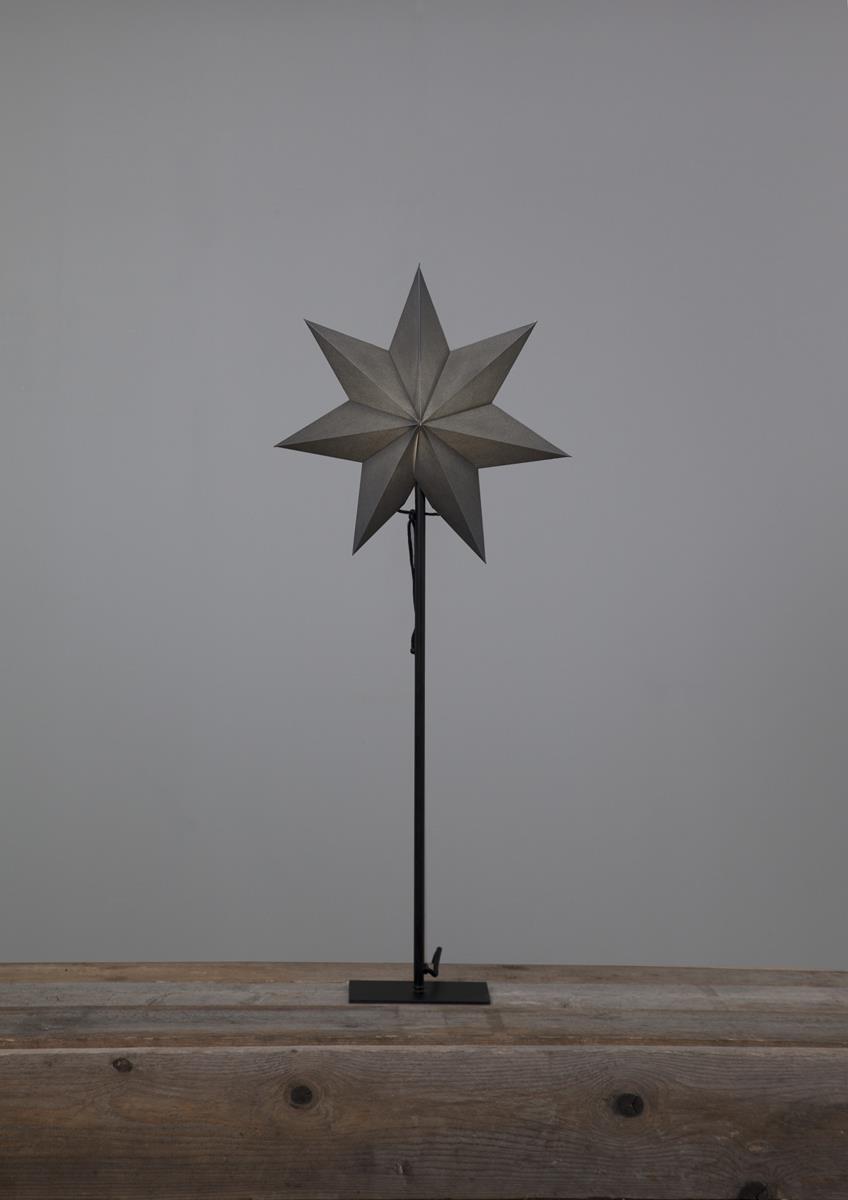 Papierstern "Ozen" - stehend - 7-zackig - D: 34cm, H: 85cm - E14 Fassung - inkl. Kabel - anthrazit