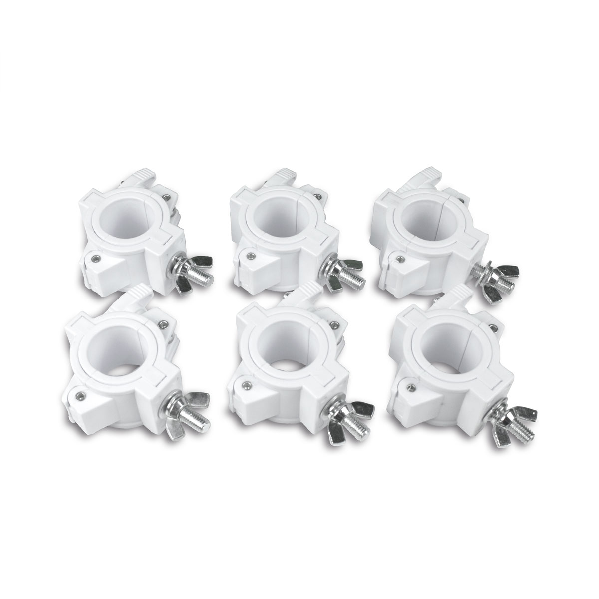 FLEXI CLAMP Set weiß (6 Stück) - Kunststoff-Klammer f. Traversen, Half-Coupler 50/35mm