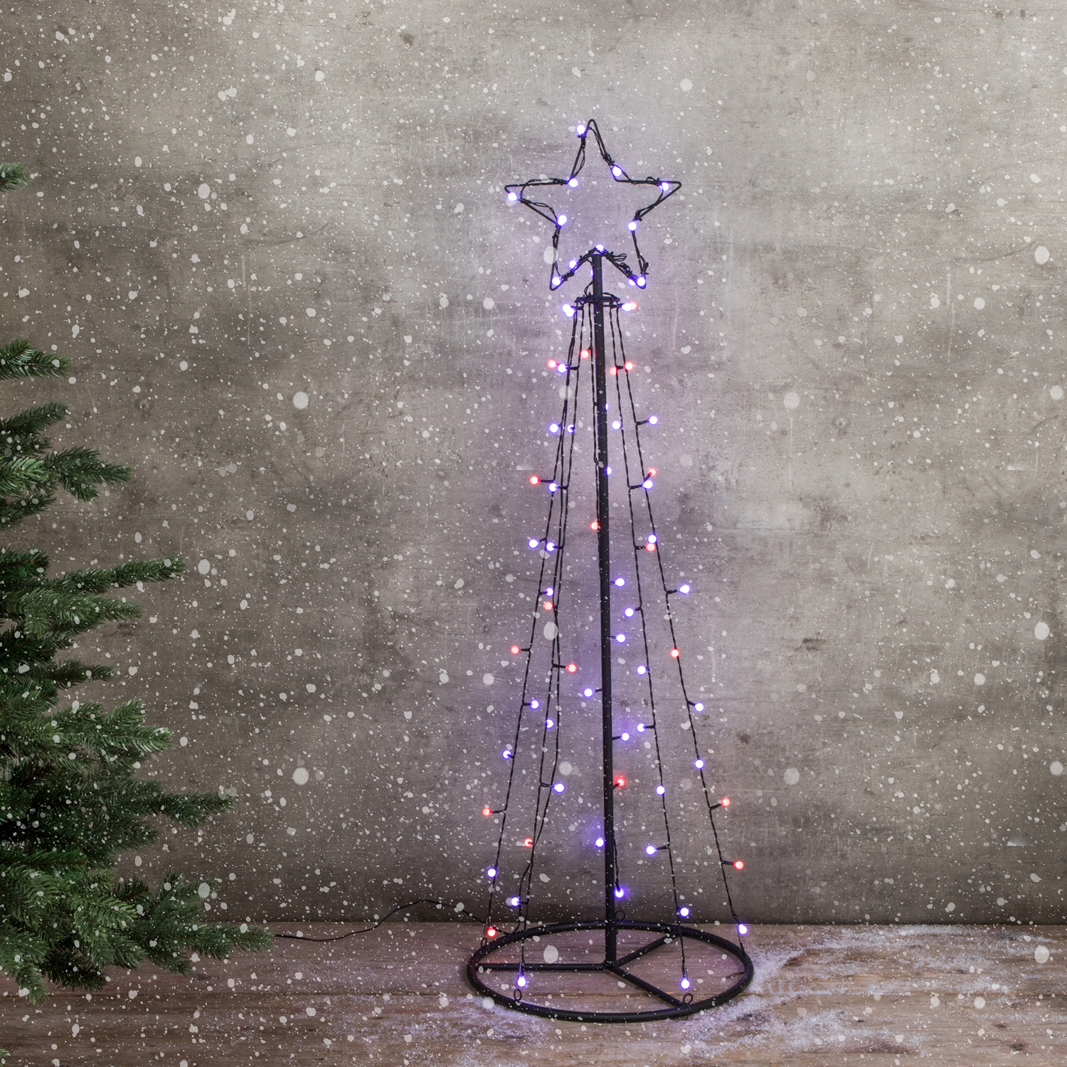 LED Lichterbaum mit Sternspitze - 6 Stränge - 62 bunte LED - H: 1m - 11 Funktionen - für Außen