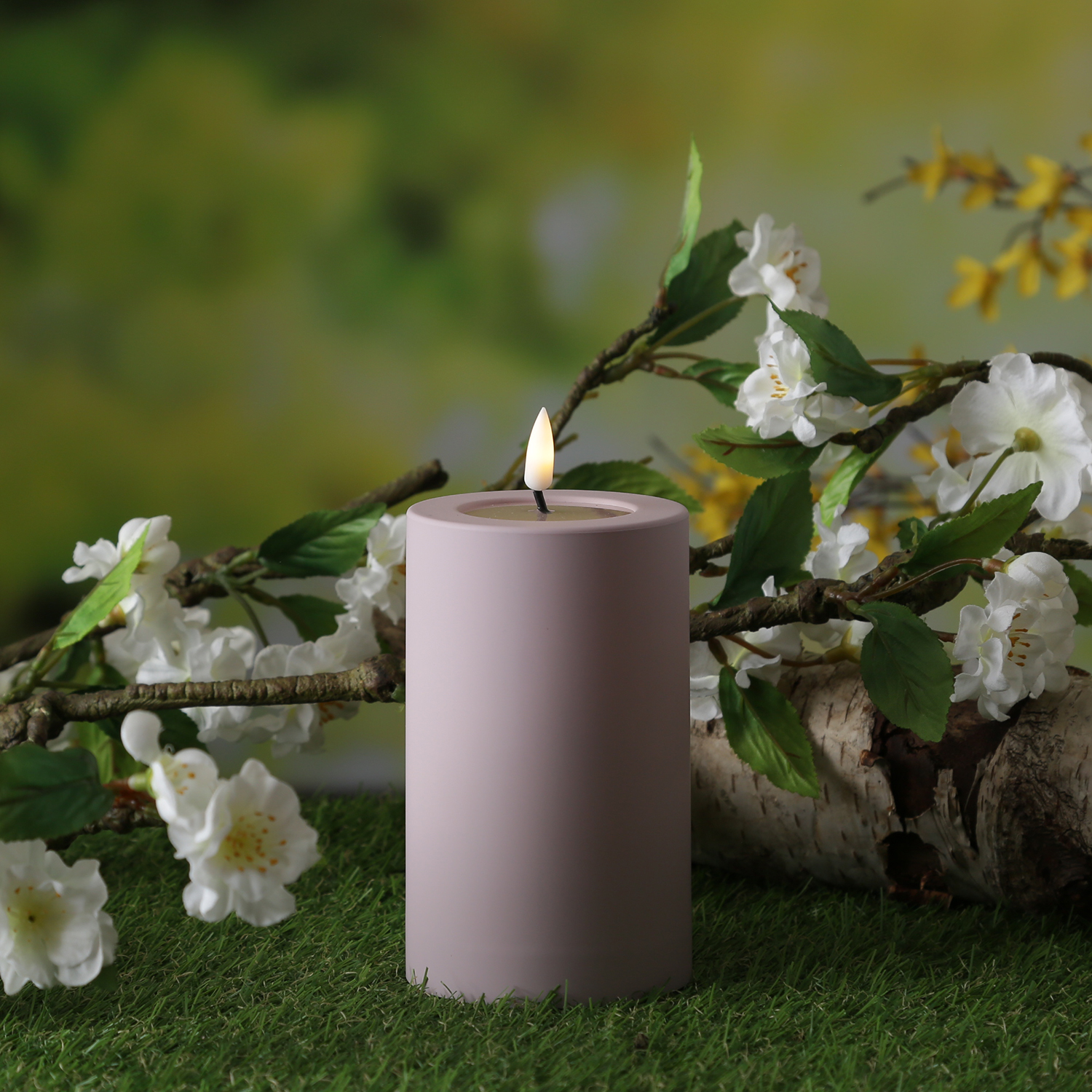 LED Stumpenkerze MIA - Kunststoff - realistische 3D Flamme - H: 12,5cm - outdoor - pastell lila