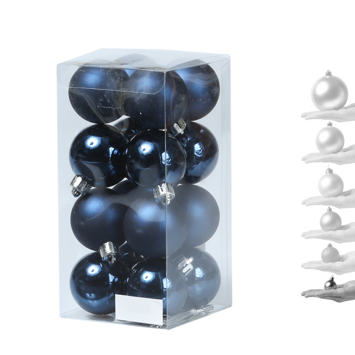 Christbaumkugel - Weihnachtskugel - bruchfest - D: 4cm - glänzend und matt - dunkelblau - 16er Set