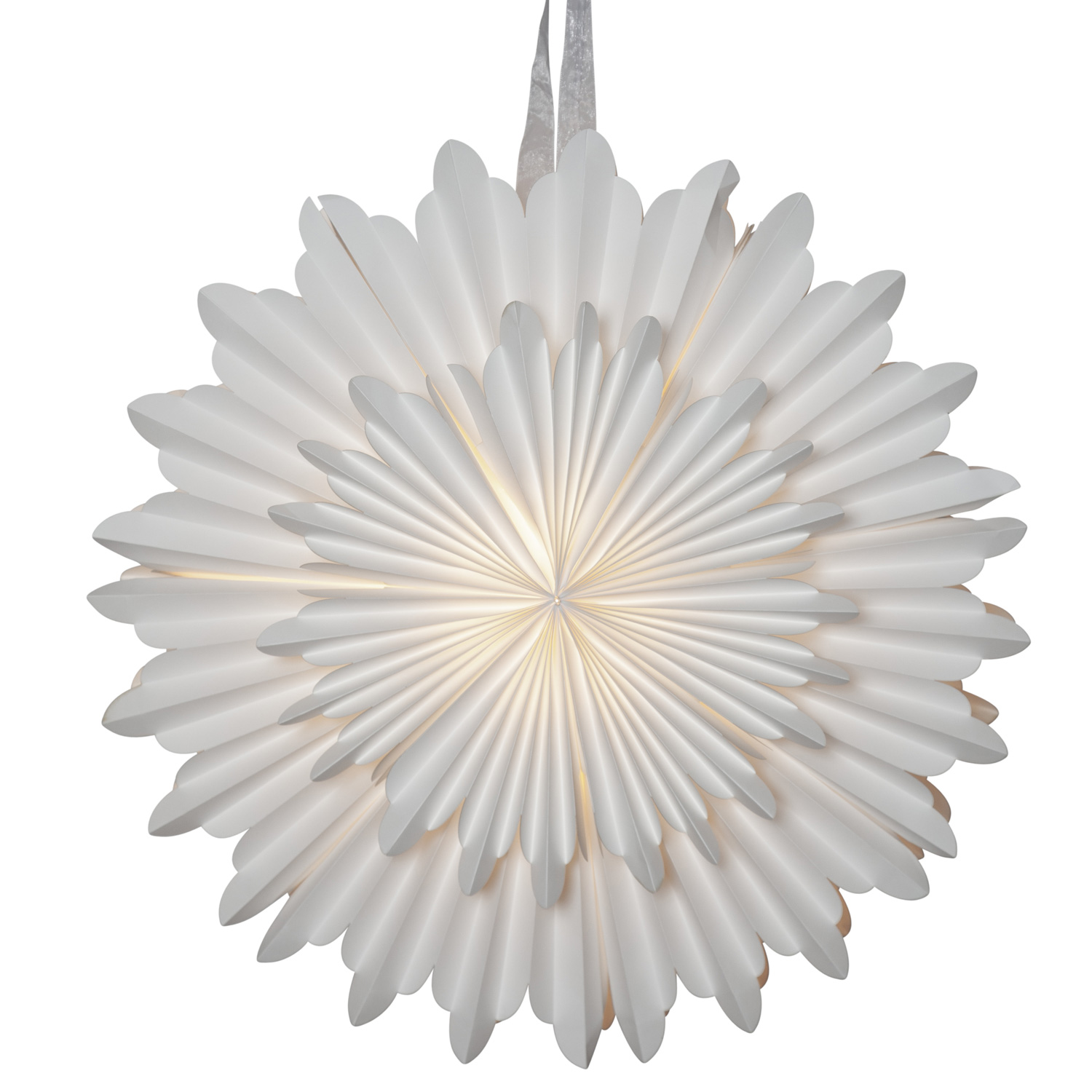 Papierstern Crystal - hängend - D: 50cm - mit Band - Papier mit Dekor - weiß