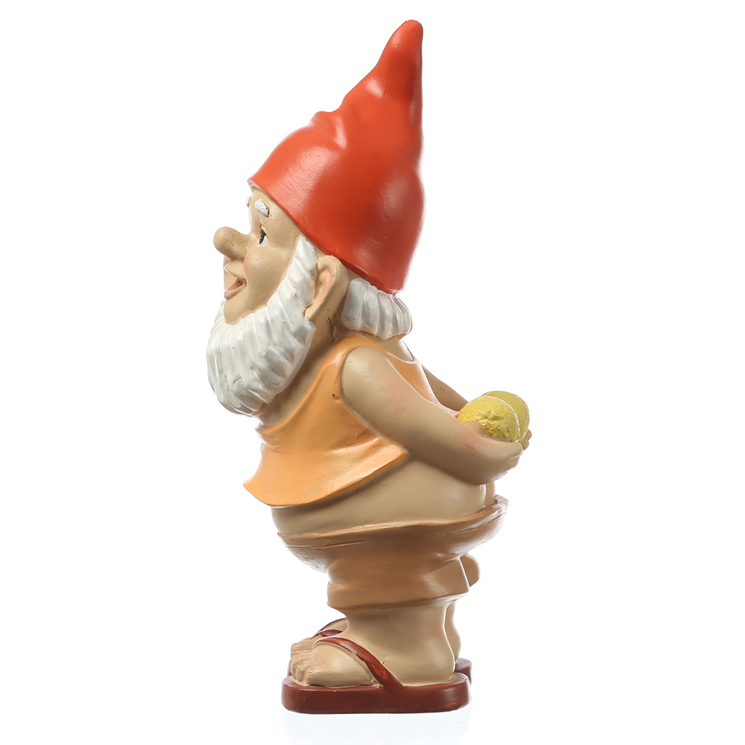 Gartenzwerg BERT mit Zitronen - Frecher Zwerg mit nacktem Po  - Polyresin - H: 22,5cm