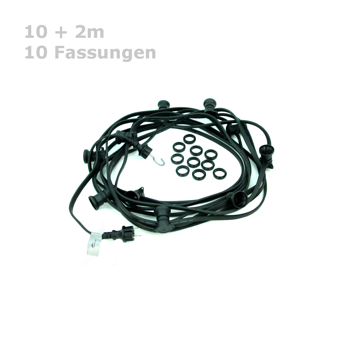 ILLU-Lichterkette 10m - 10xE27 | IP44 | ohne Leuchtmittel | SATISFIRE