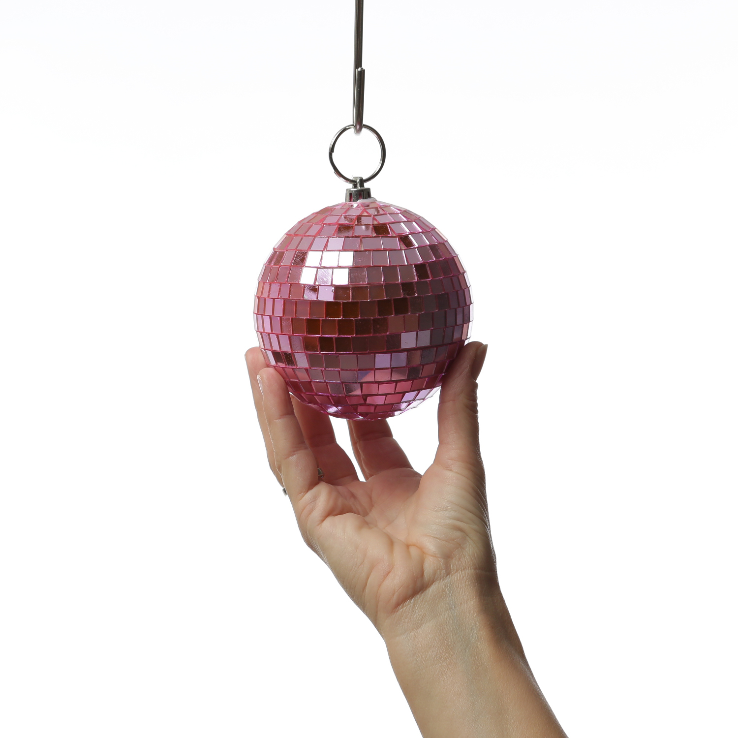 Spiegelkugel 10cm - Discokugel - Echtglas - 7x7mm Spiegel - rosa