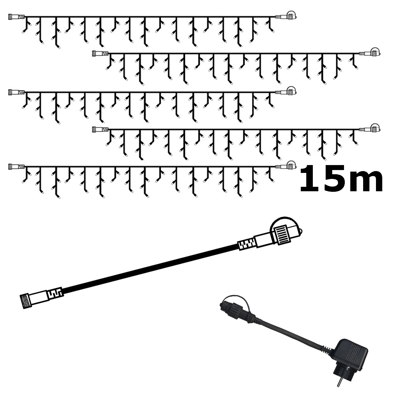 SYSTEM 24 KOMPLETT SET 15m LED Lichtervorhang Eisregen 15x0 7m SYSTEM 24 KOMPLETT SET 15m LED Lichtervorhang Eisregen 15x0 7m