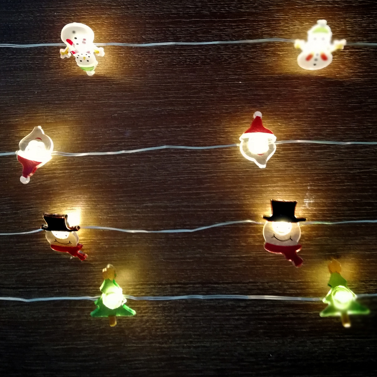 LED Drahtlichterkette "Schneemannkopf" - 20 warmweiße LED - silberner Draht - L: 1,9m - Batterie