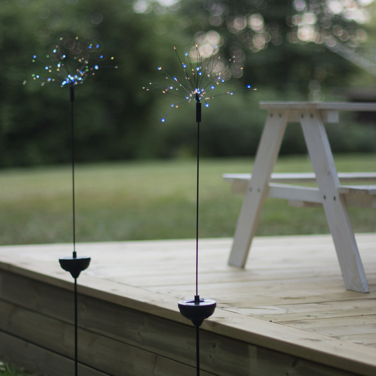 LED Solarstab FEUERWERK Gartendeko - 90 bunte LED - H: 100cm - Dämmerungssensor