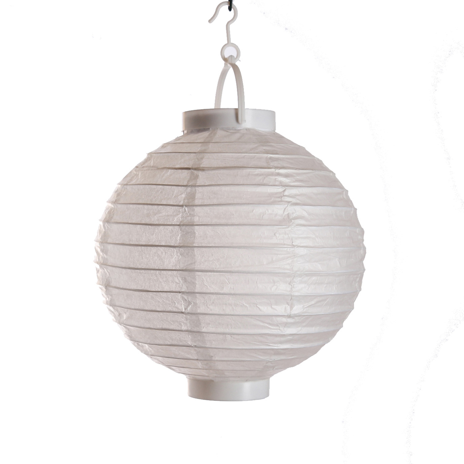 LED Lampion FESTIVAL - kaltweiße LED - D: 30cm - Montagehaken - weiß