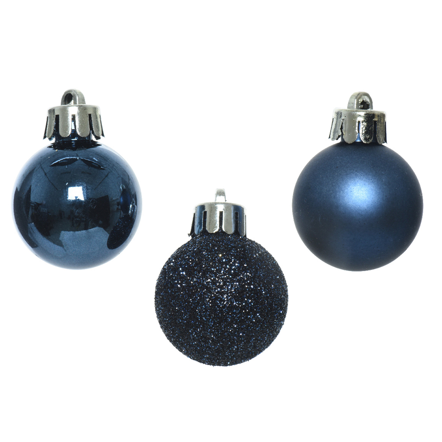 Christbaumkugel - Weihnachtskugel - bruchfest - D:3cm - glänzend matt glitzernd - dunkelblau - 14Stk