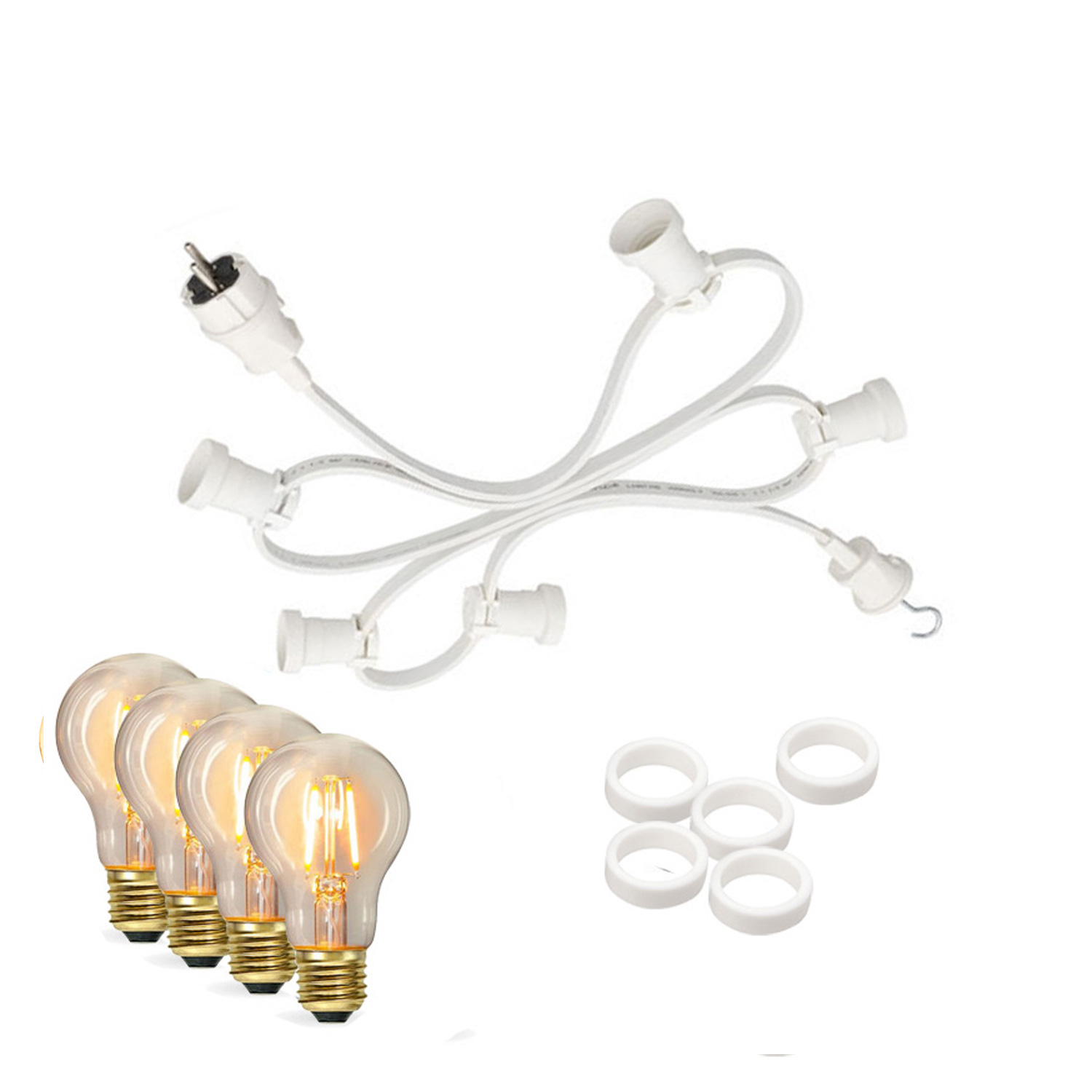 Illu-/Partylichterkette 40m - Außenlichterkette weiß - Made in Germany- 40 Edison LED Filamentlampen